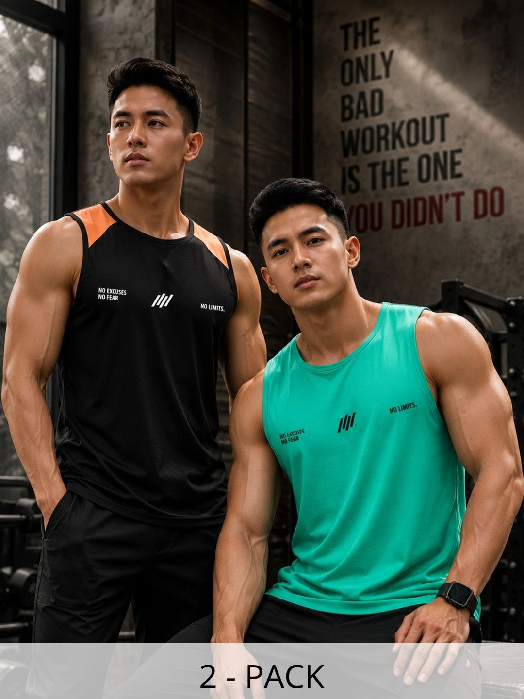 JUMPCUTS Pack of 2 Printed Assorted Gym Vest
