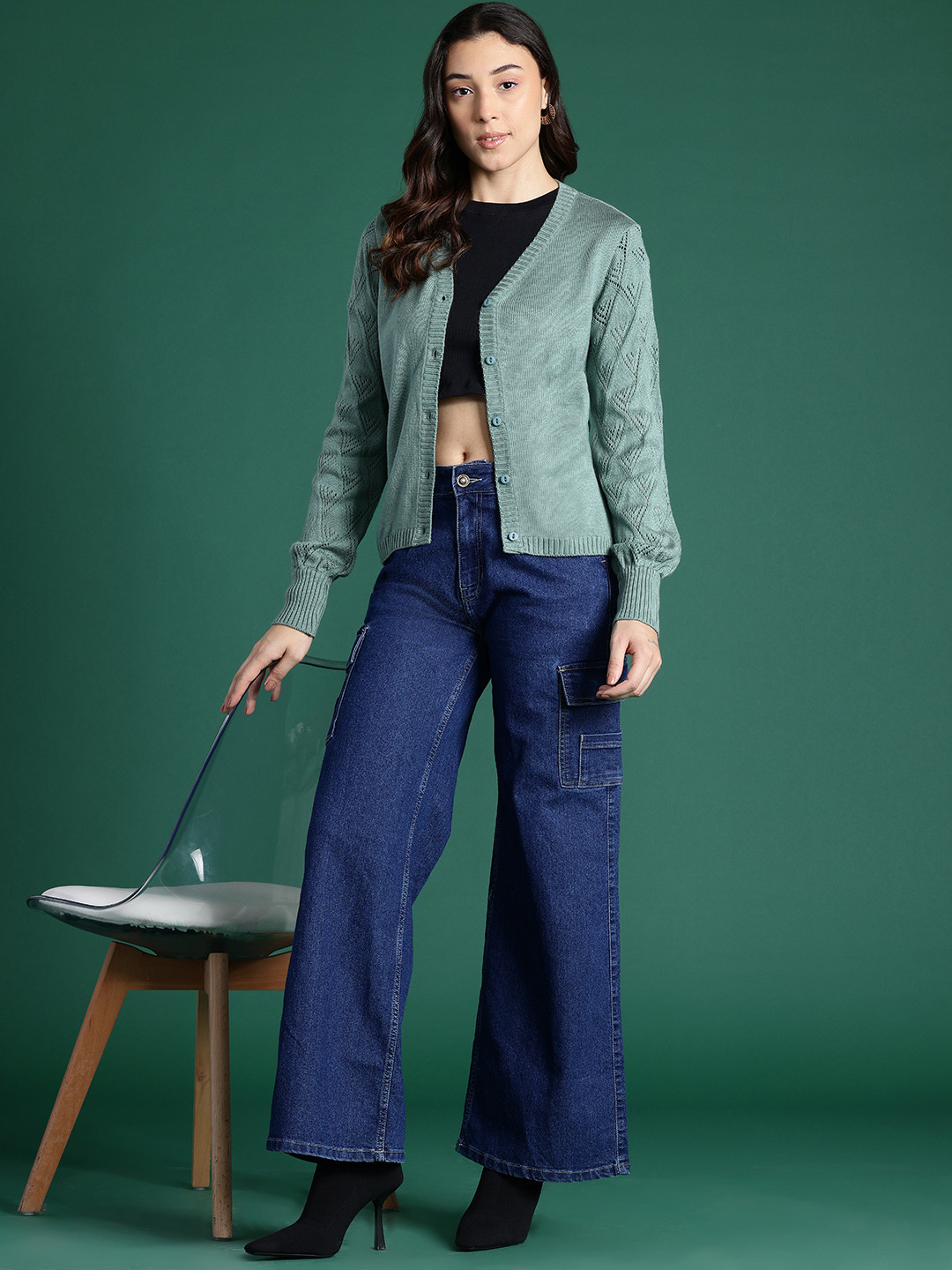 DressBerry Acrylic Knitted Cardigan