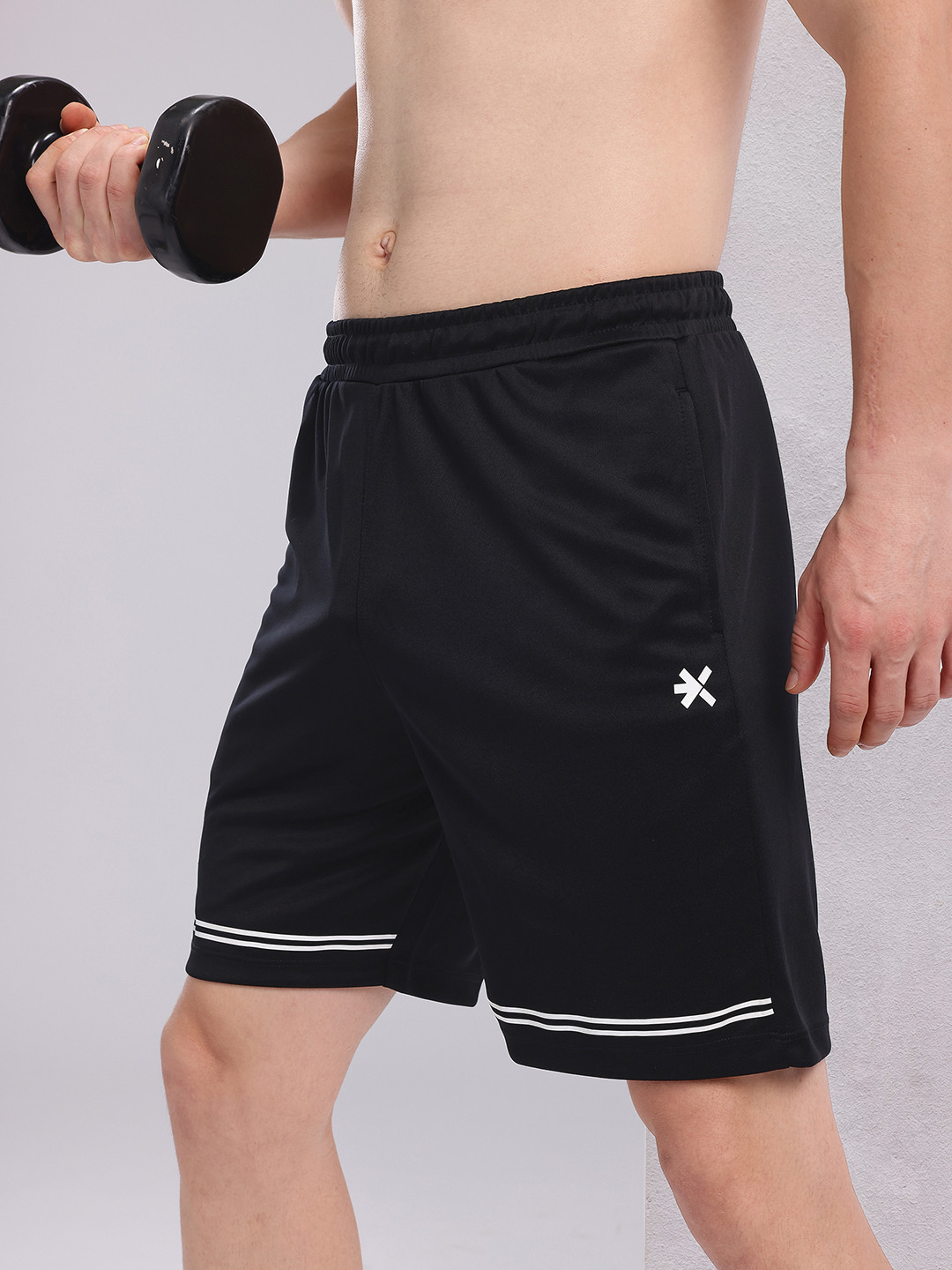 HRX by Hrithik Roshan Men Stripe Detail Rapid-Dry Training Shorts