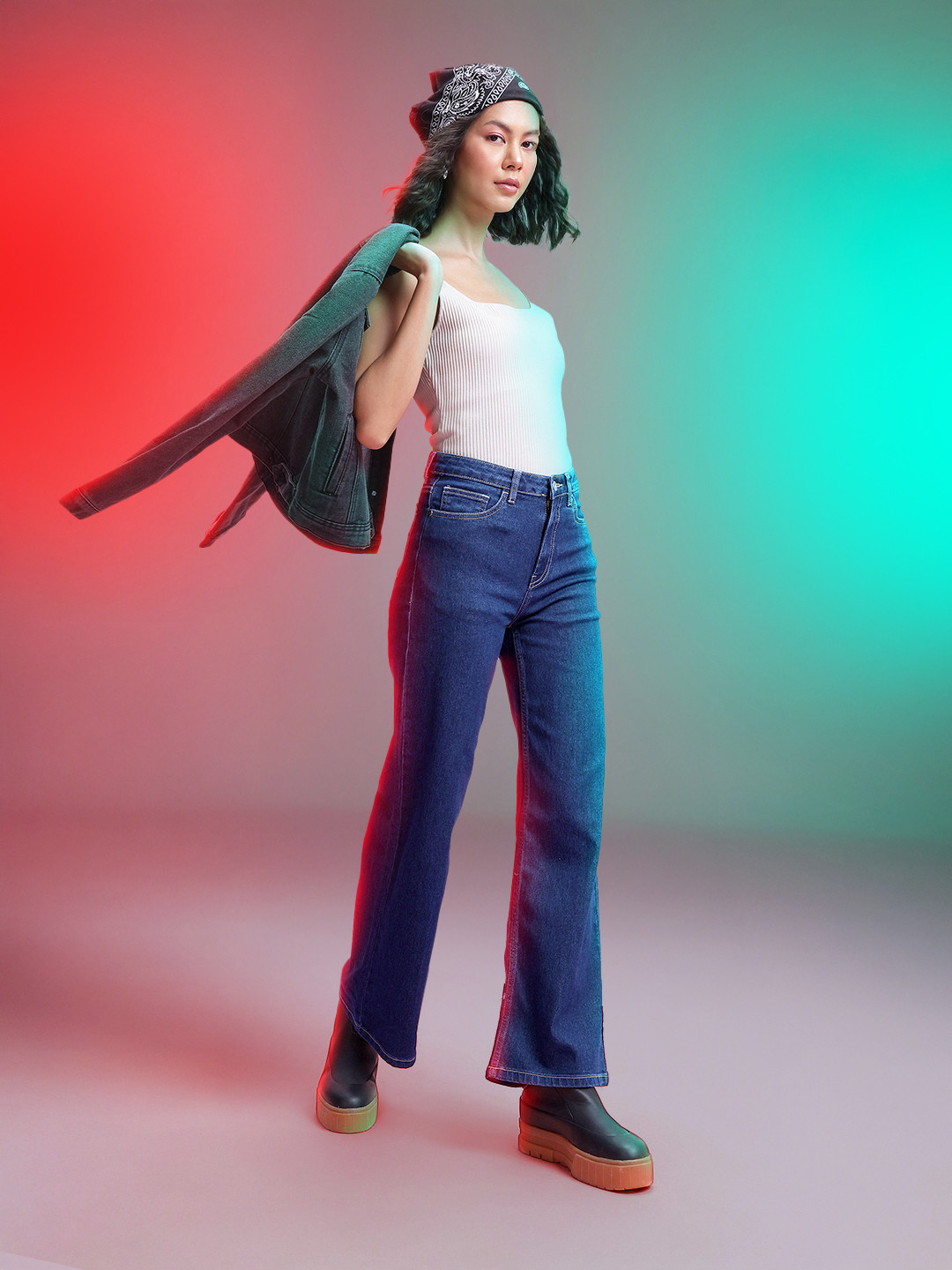 DressBerry Women Flared High-Rise Stretchable Jeans