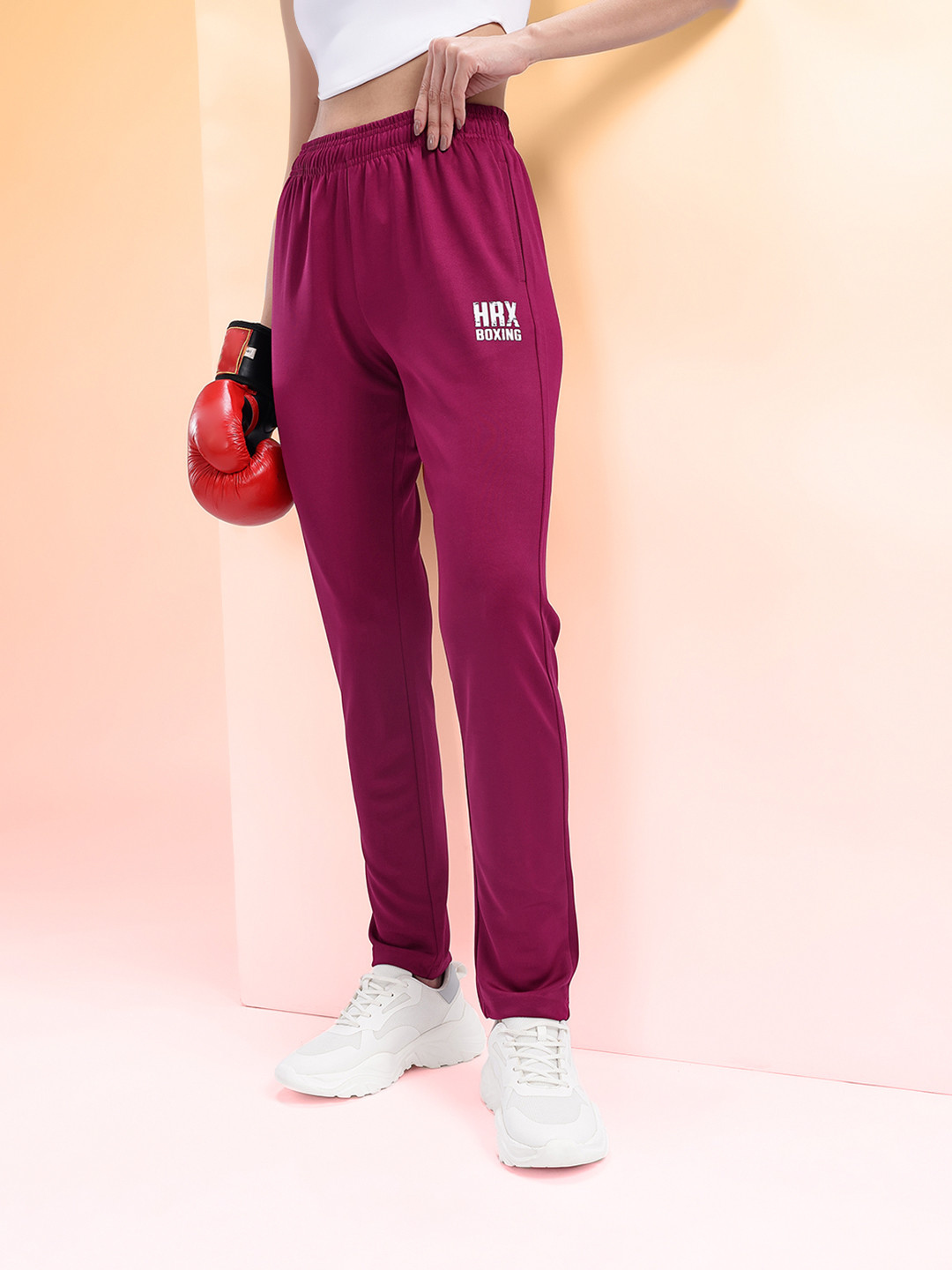 HRX by Hrithik Roshan Women Brand Logo Detail Mid-Rise Rapid Dry Training Track Pants