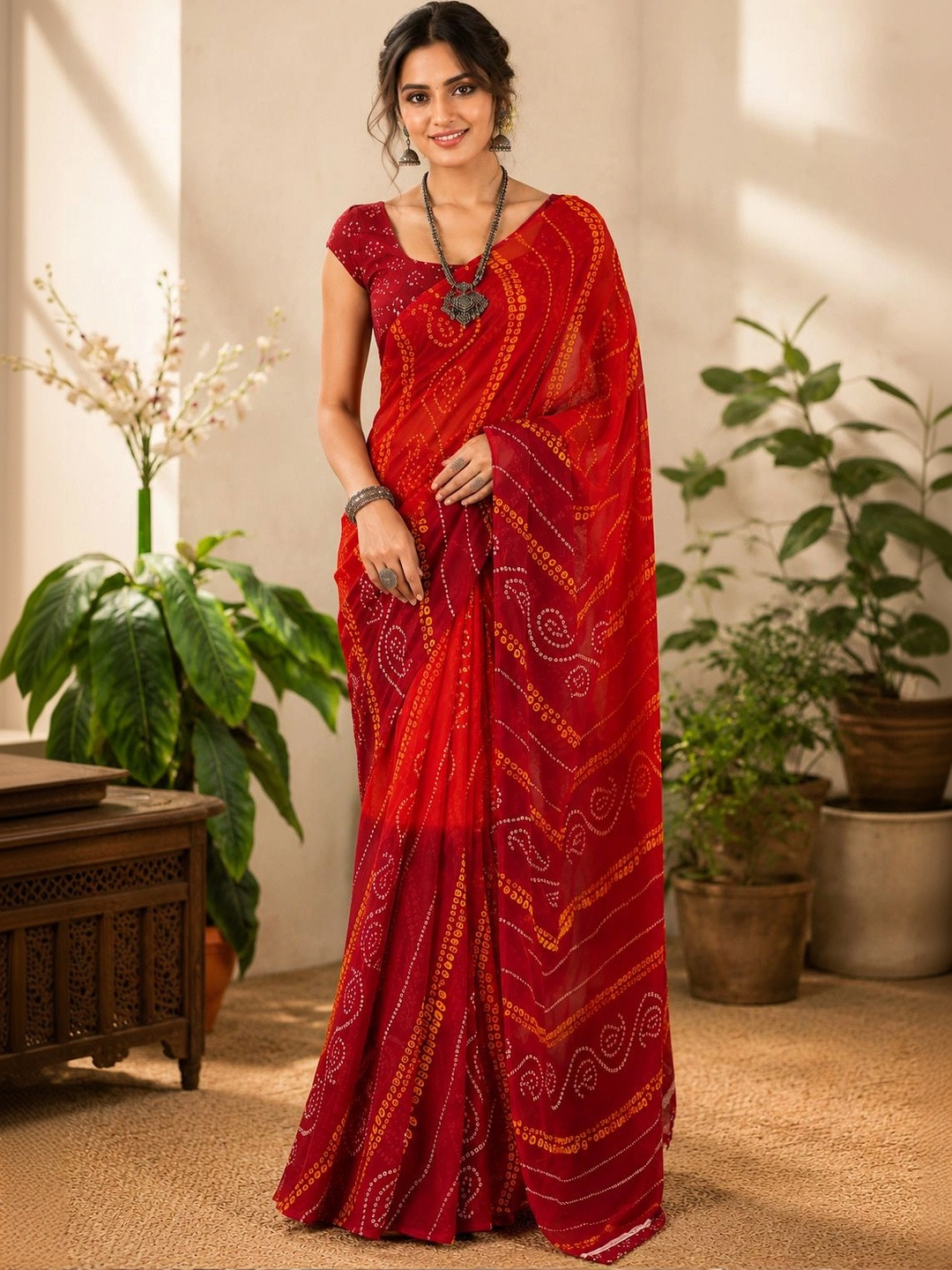 KANURIKAA Bandhani Pure Georgette Bandhani Saree
