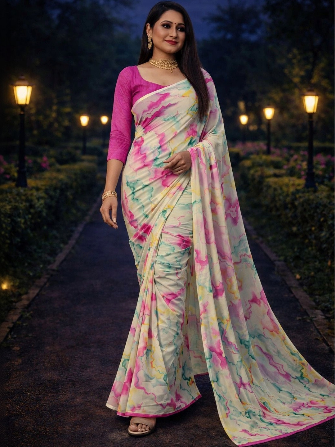 KANURIKAA Pure Georgette Bandhani Saree
