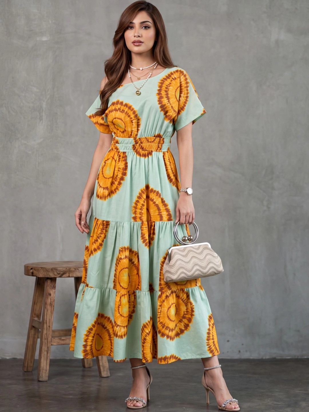 all about you Tie and Dye Print Crepe Maxi Dress