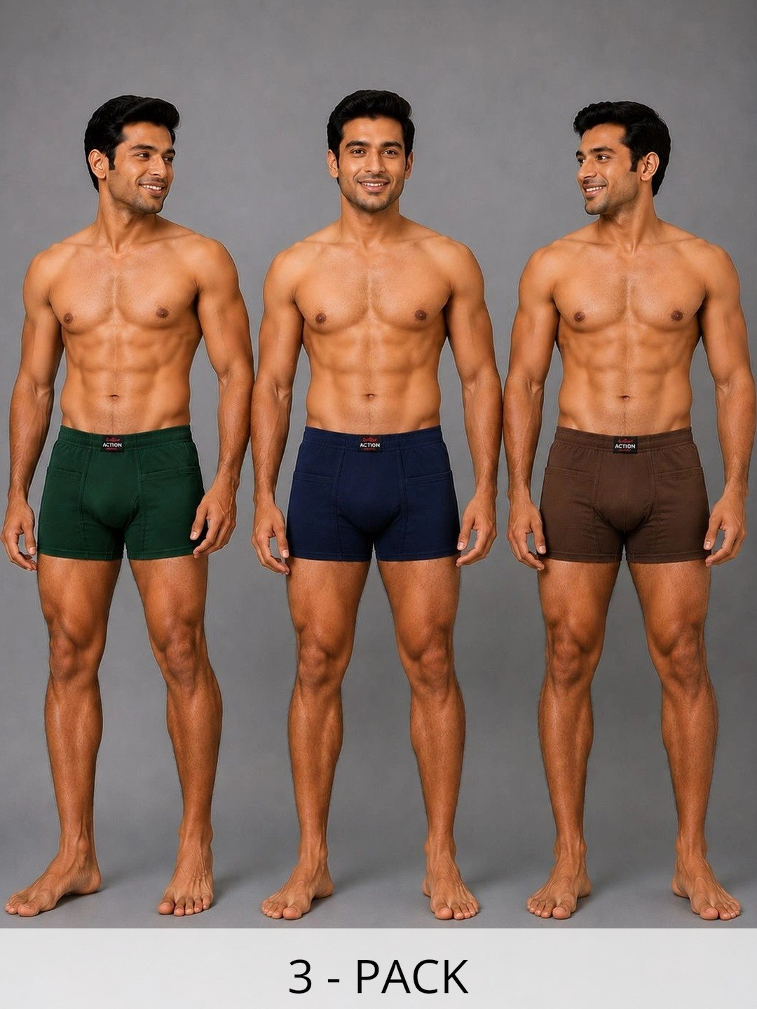 WHITEROSE Men Pack of 3 Anti Microbial Assorted Cotton Boy Shorts