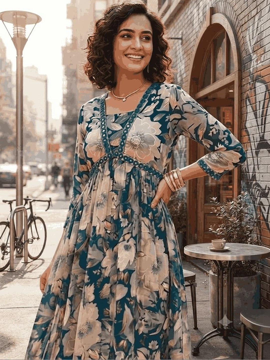 Tvyozs Floral Print A-Line Midi Dress