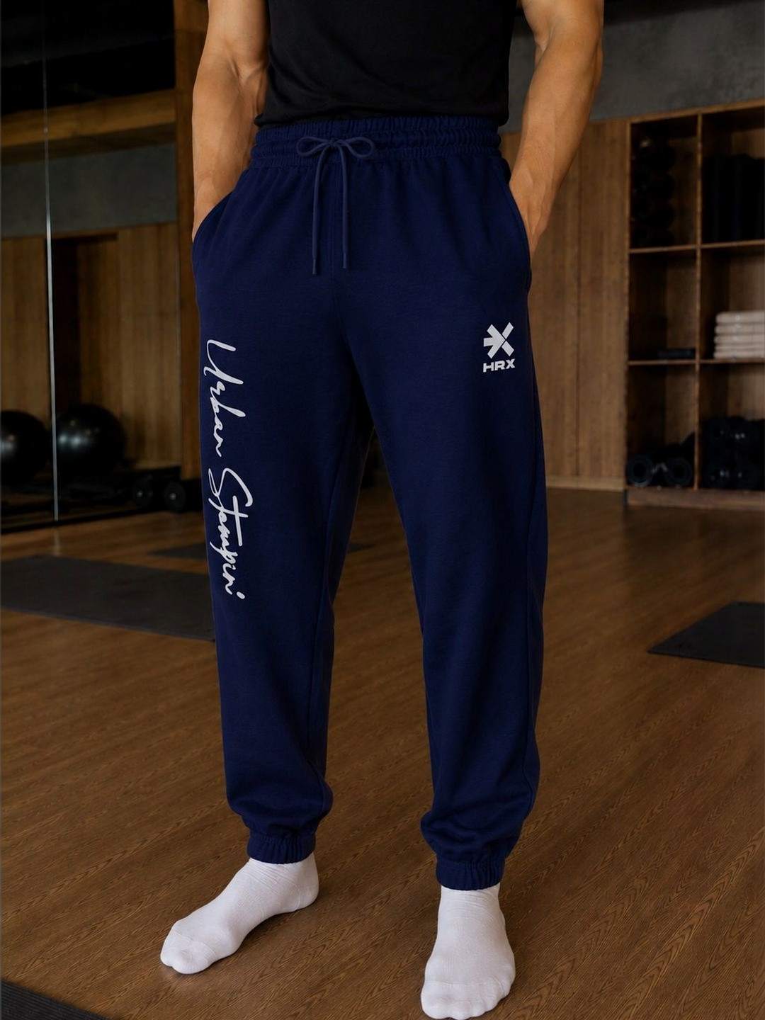 HRX by Hrithik Roshan Men Straight Fit Brand Logo Yoga Joggers