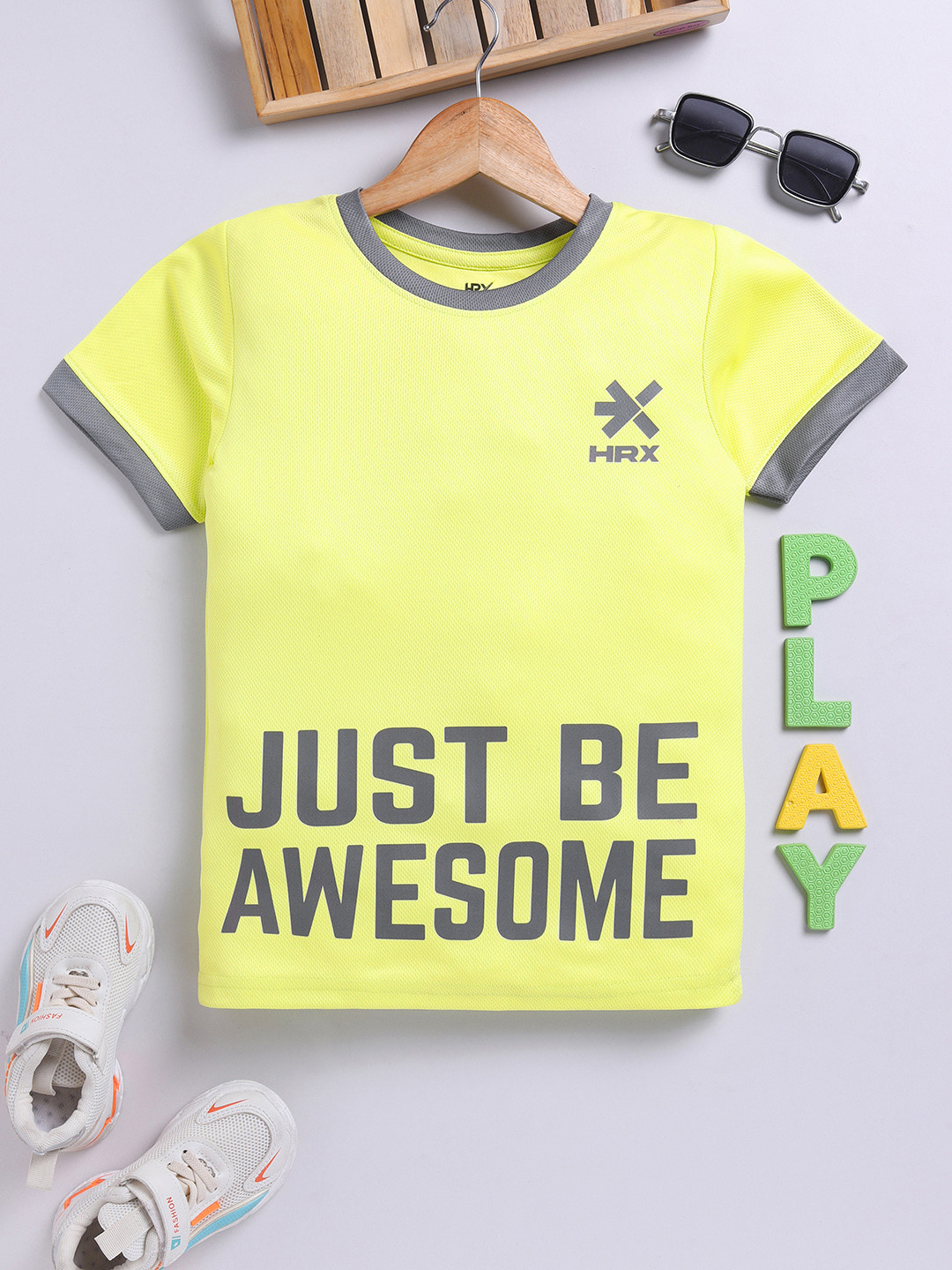 HRX by Hrithik Roshan Boys Typography Printed Moisture Wicking T-shirt