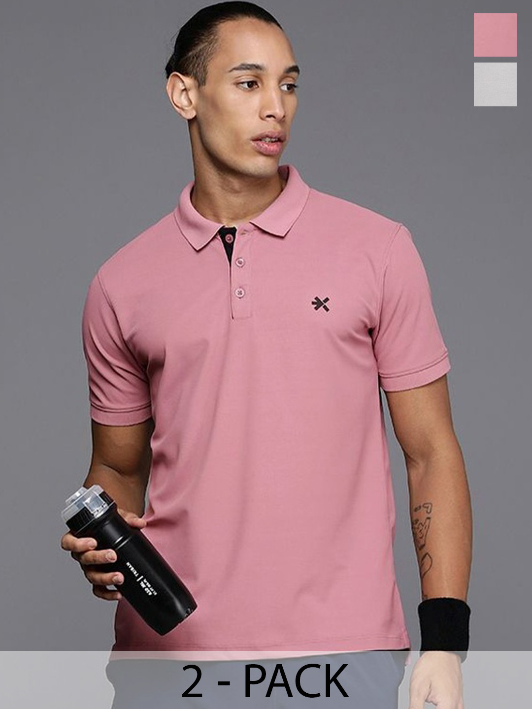 HRX by Hrithik Roshan Men Pack of 2 Polo Collar T-shirts