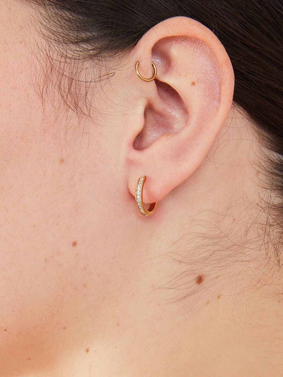 Accessorize London 14K Gold-plated Cubic Zirconia Pave Huggie Hoops Earrings