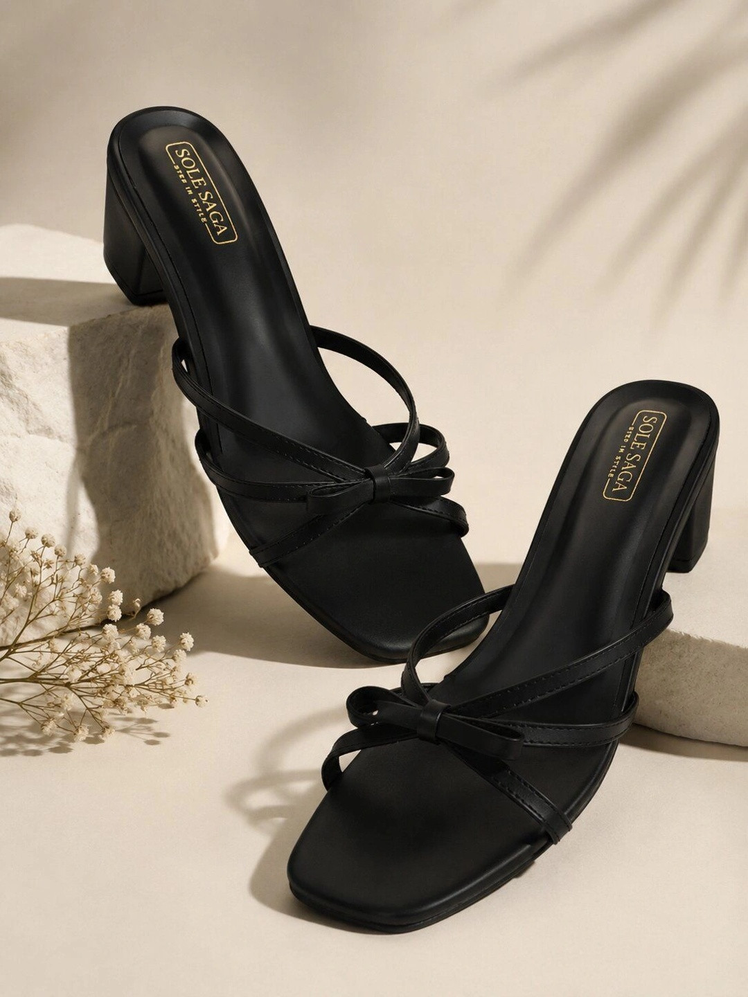 Sole Saga Block Mules with Bows