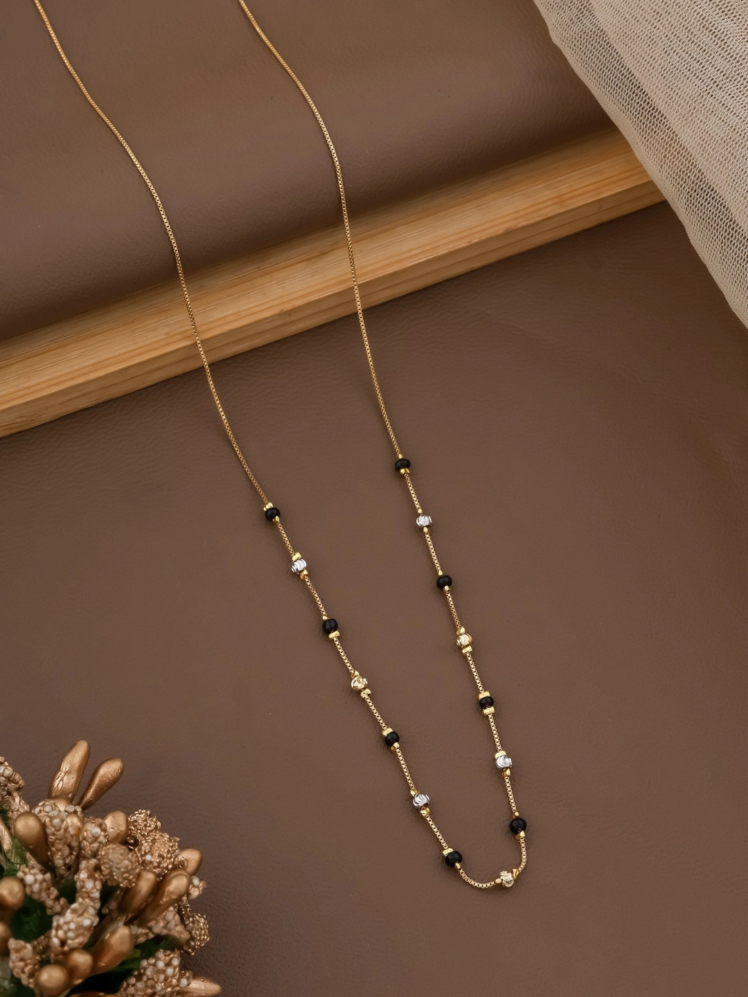 SZN Gold-Plated Cubic Zirconia Beaded Necklace