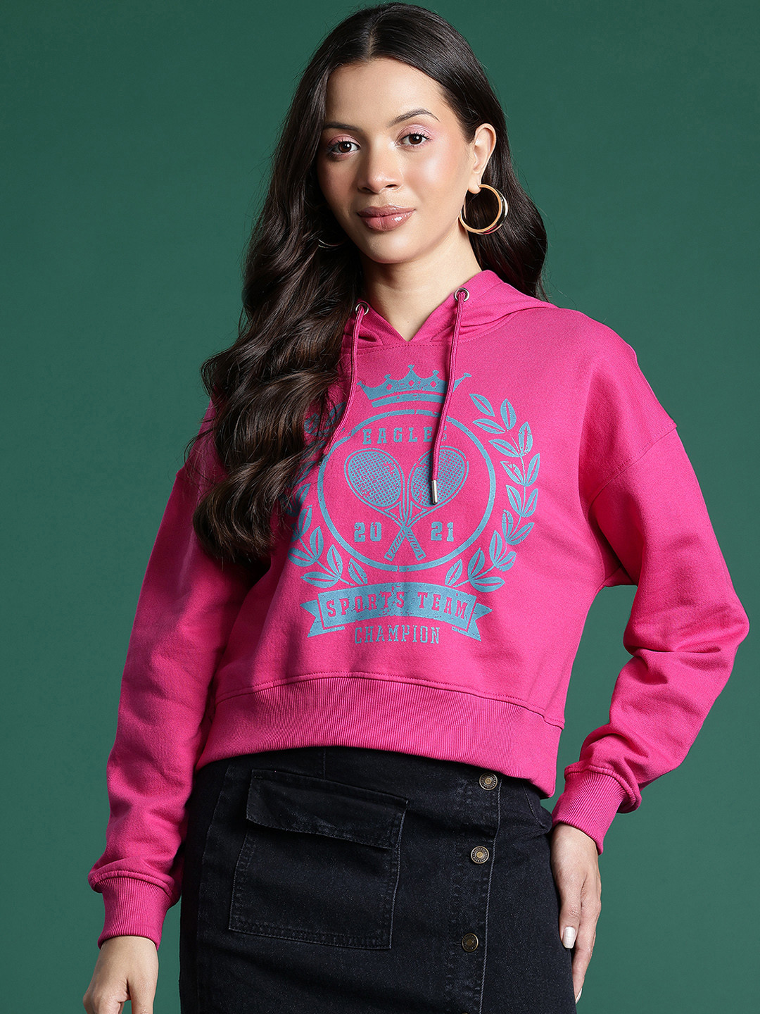 DressBerry Hooded Printed Sweatshirt