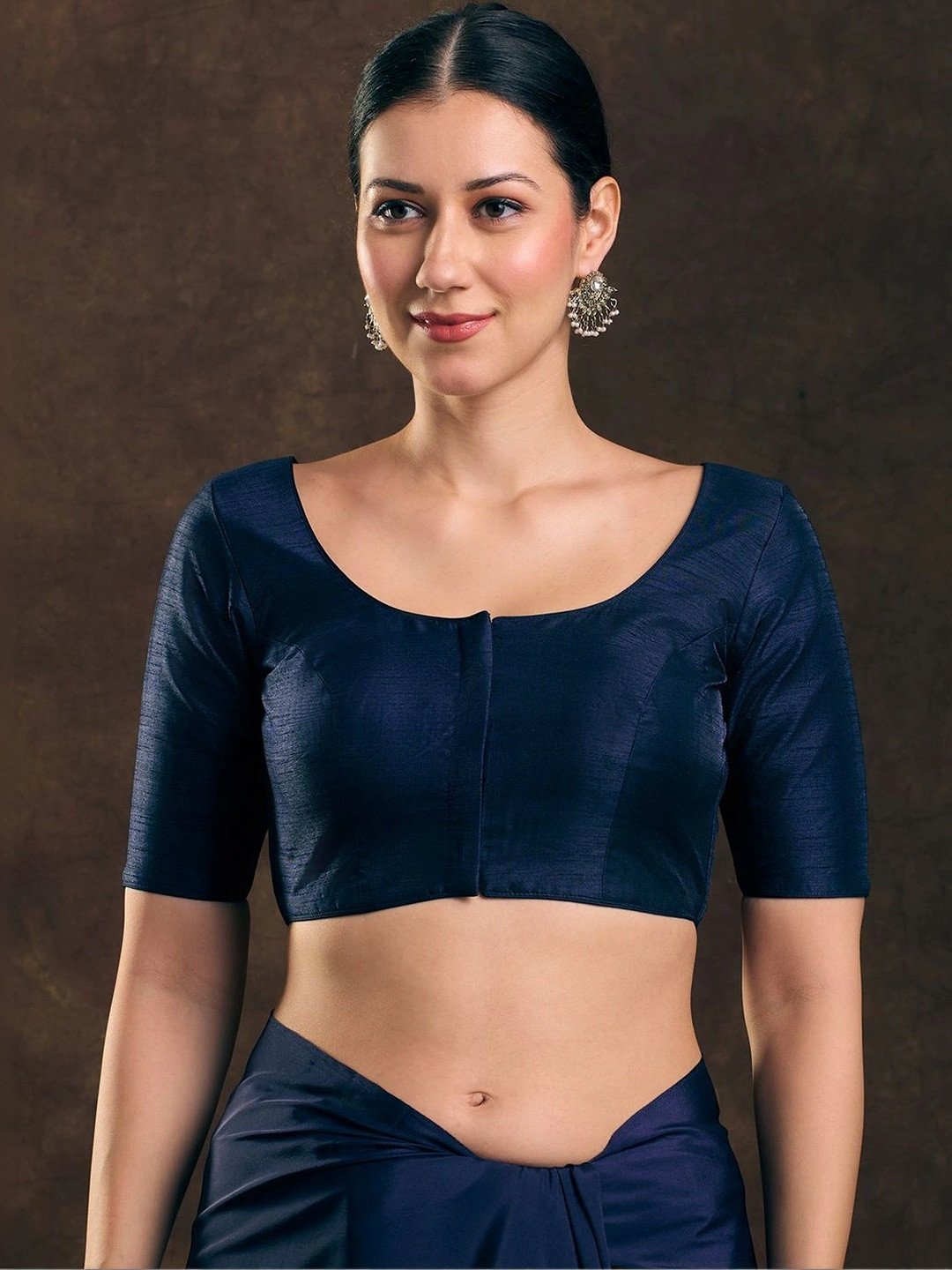 Anouk Silk Blend Solid Saree Blouse