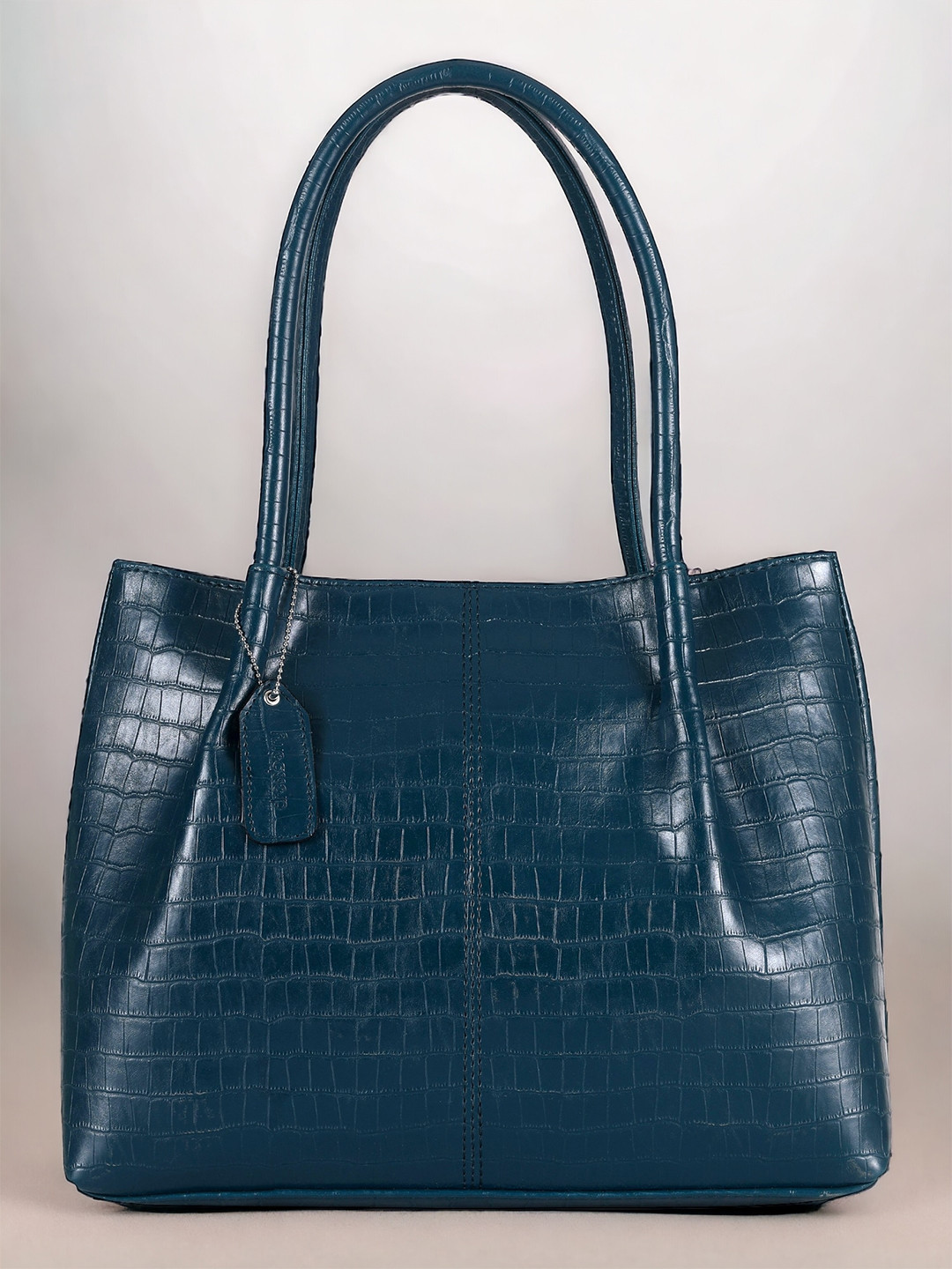 DressBerry Blue Animal Textured PU Shopper Shoulder Bag