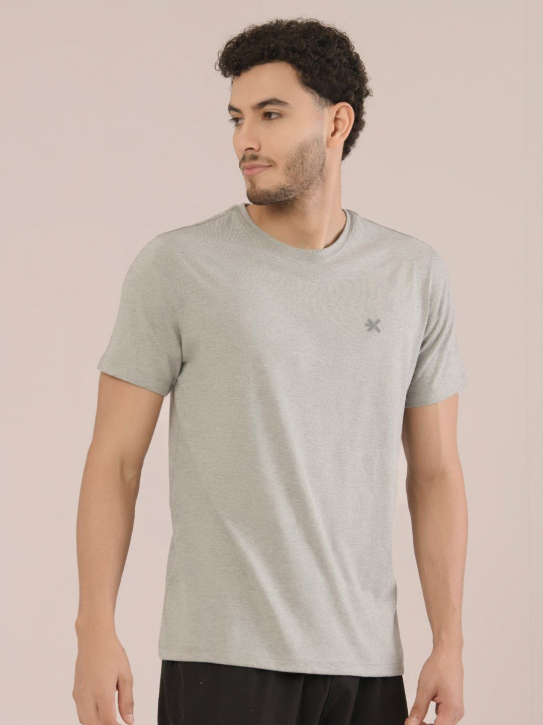 HRX by Hrithik Roshan Men Self Design Round Neck Cotton T-shirt