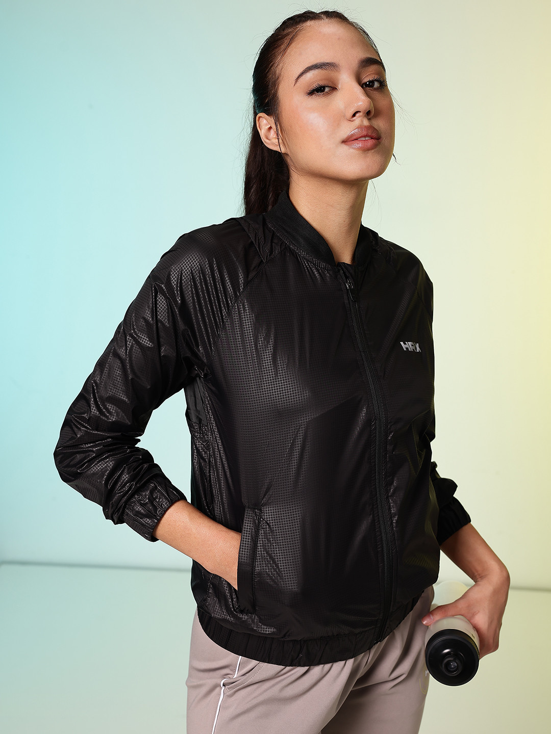 HRX by Hrithik Roshan Checked Running Bomber Jacket