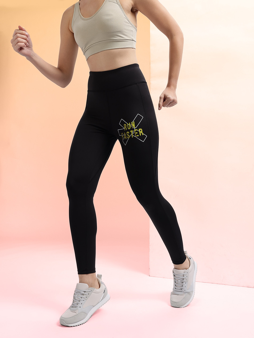 HRX by Hrithik Roshan Women Typography Printed Rapid-Dry Running Tights