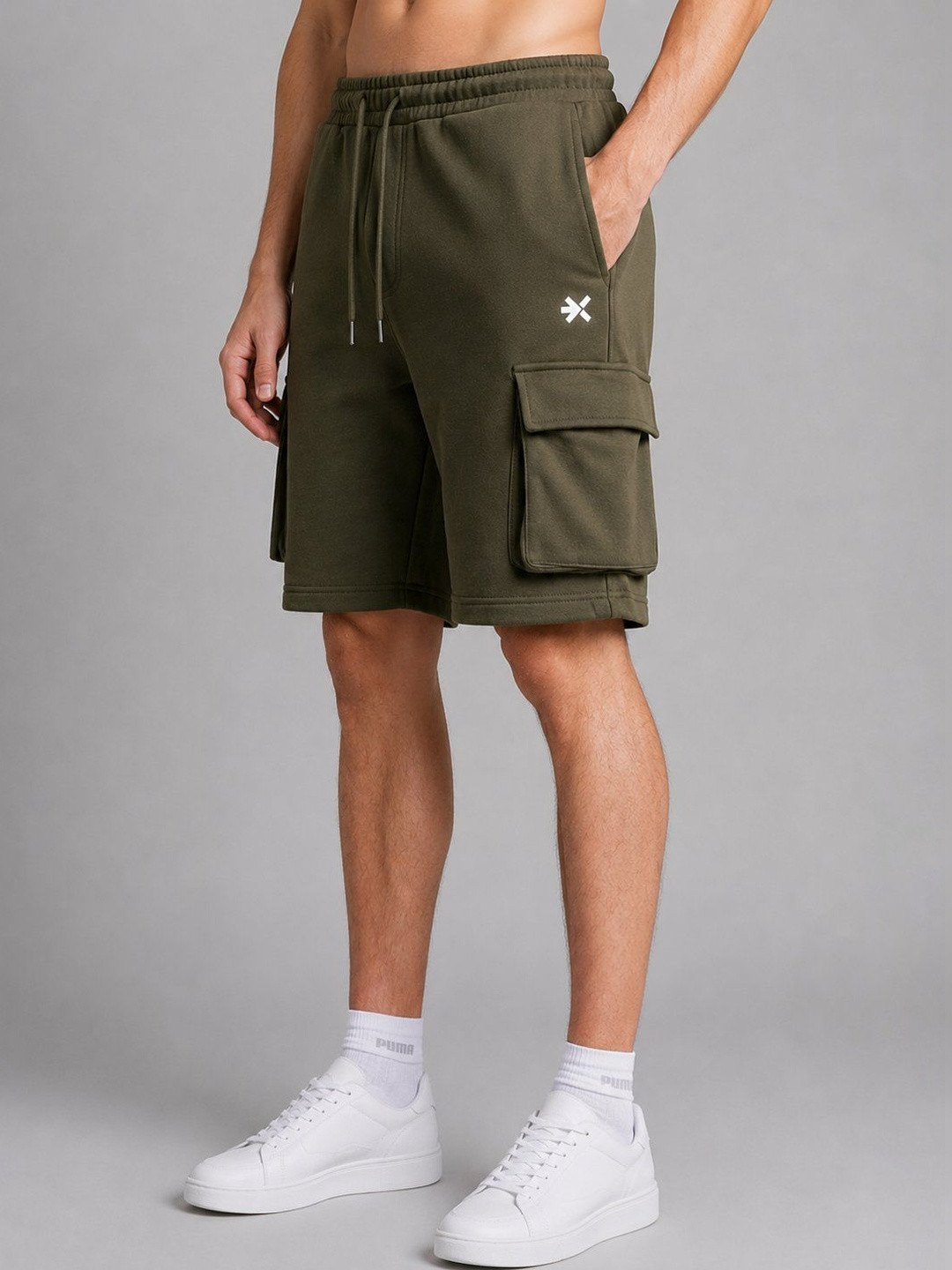 HRX by Hrithik Roshan Men Cargo Mid-Rise Cotton Outdoor Shorts