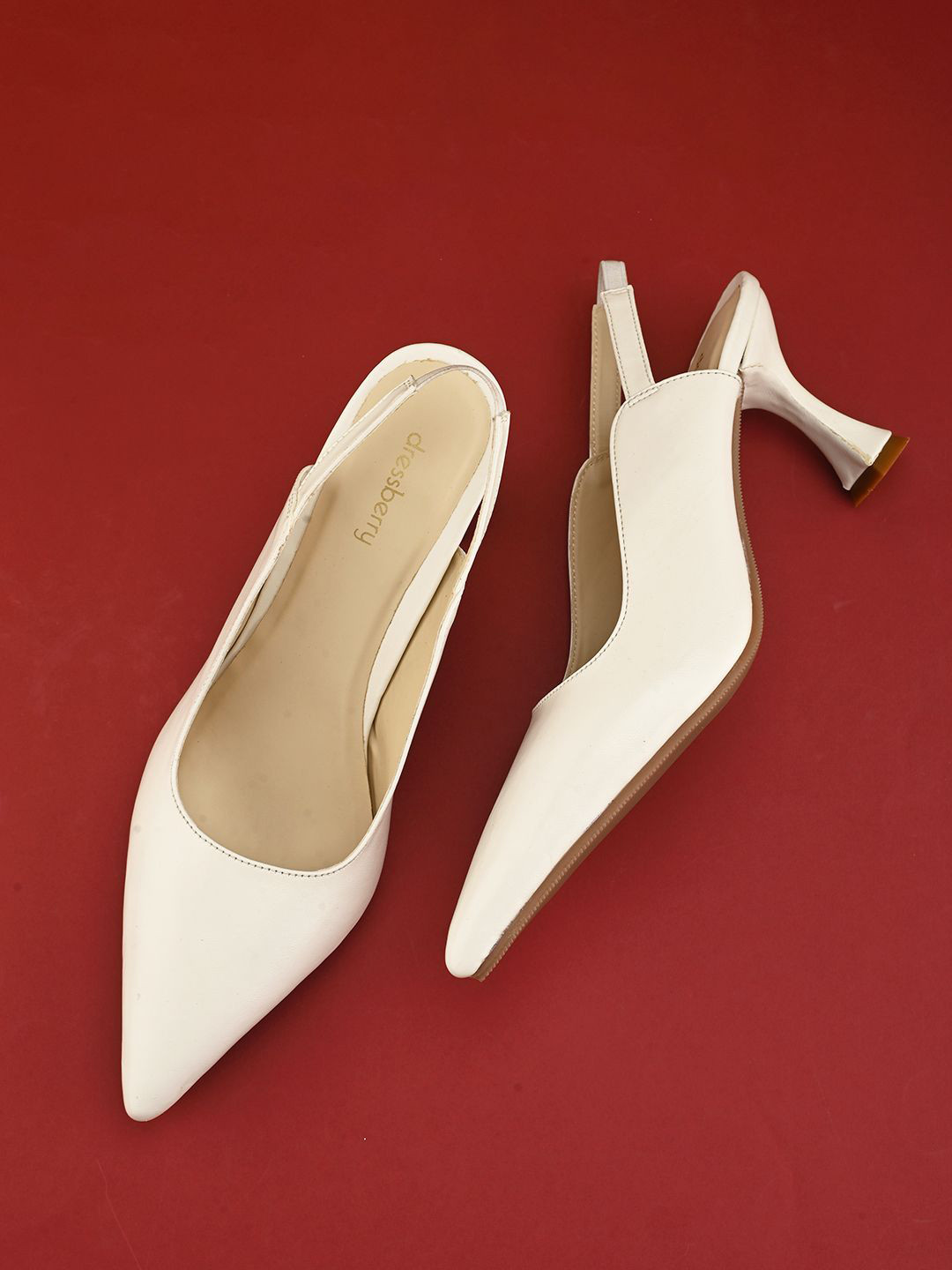 DressBerry Women Pointed Toe Slingback Kitten Heels