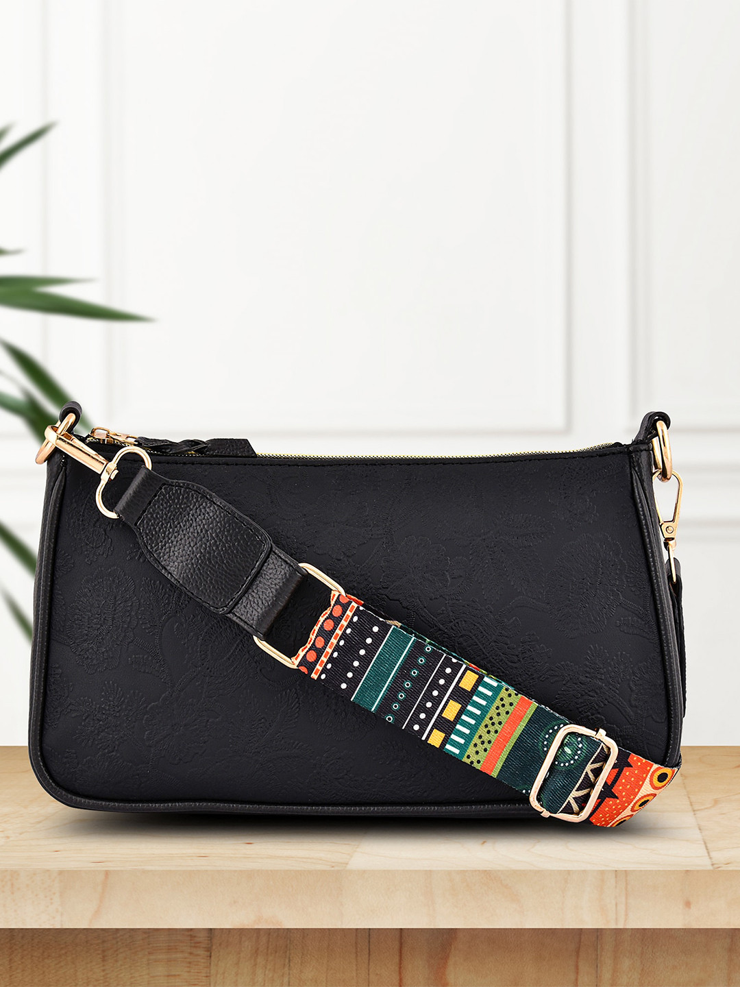 DressBerry Black Structured Sling Bag