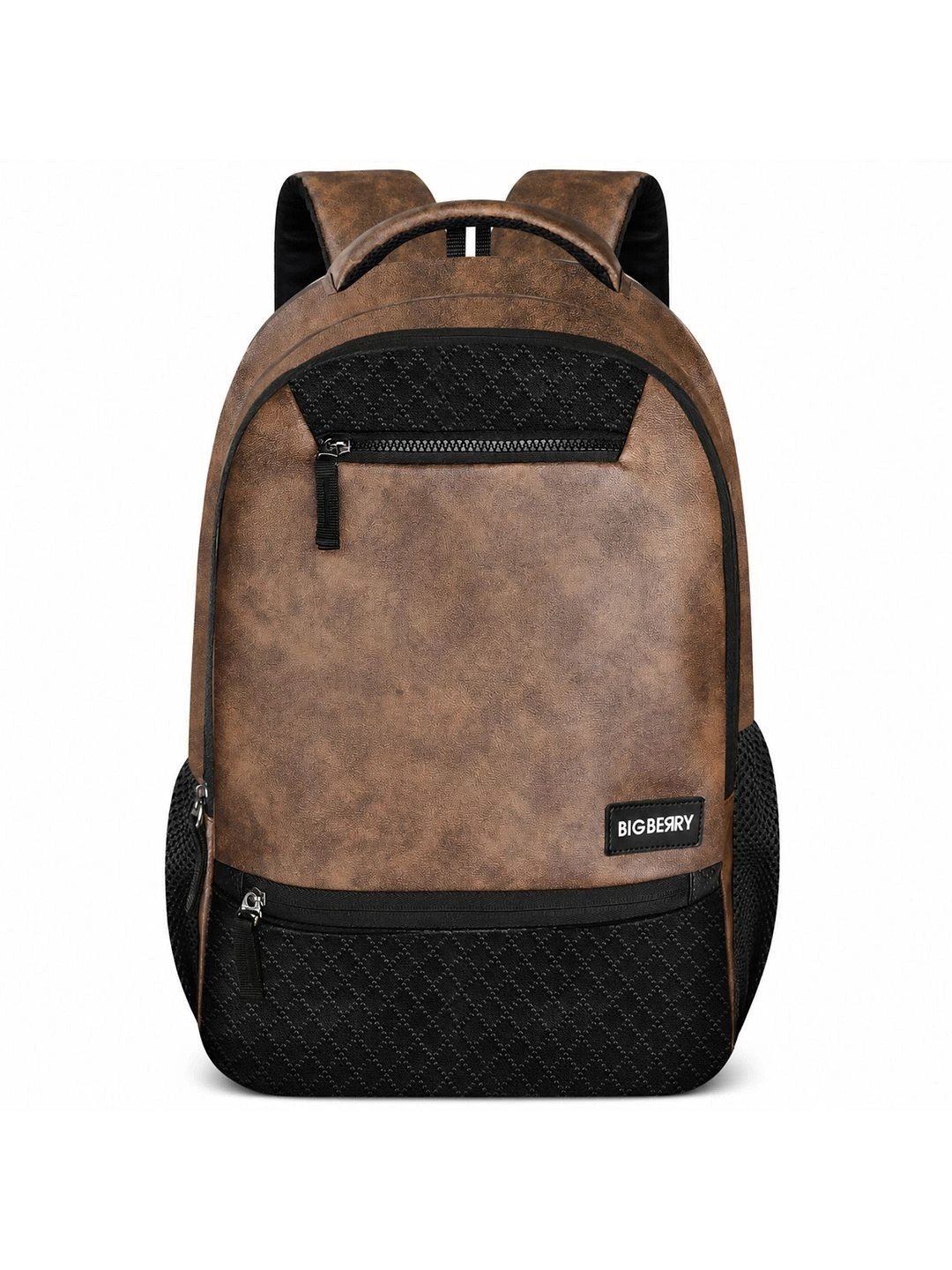 BIGBERRY Unisex Classic 3 Faux Leather Laptop Casual Backpack 28L