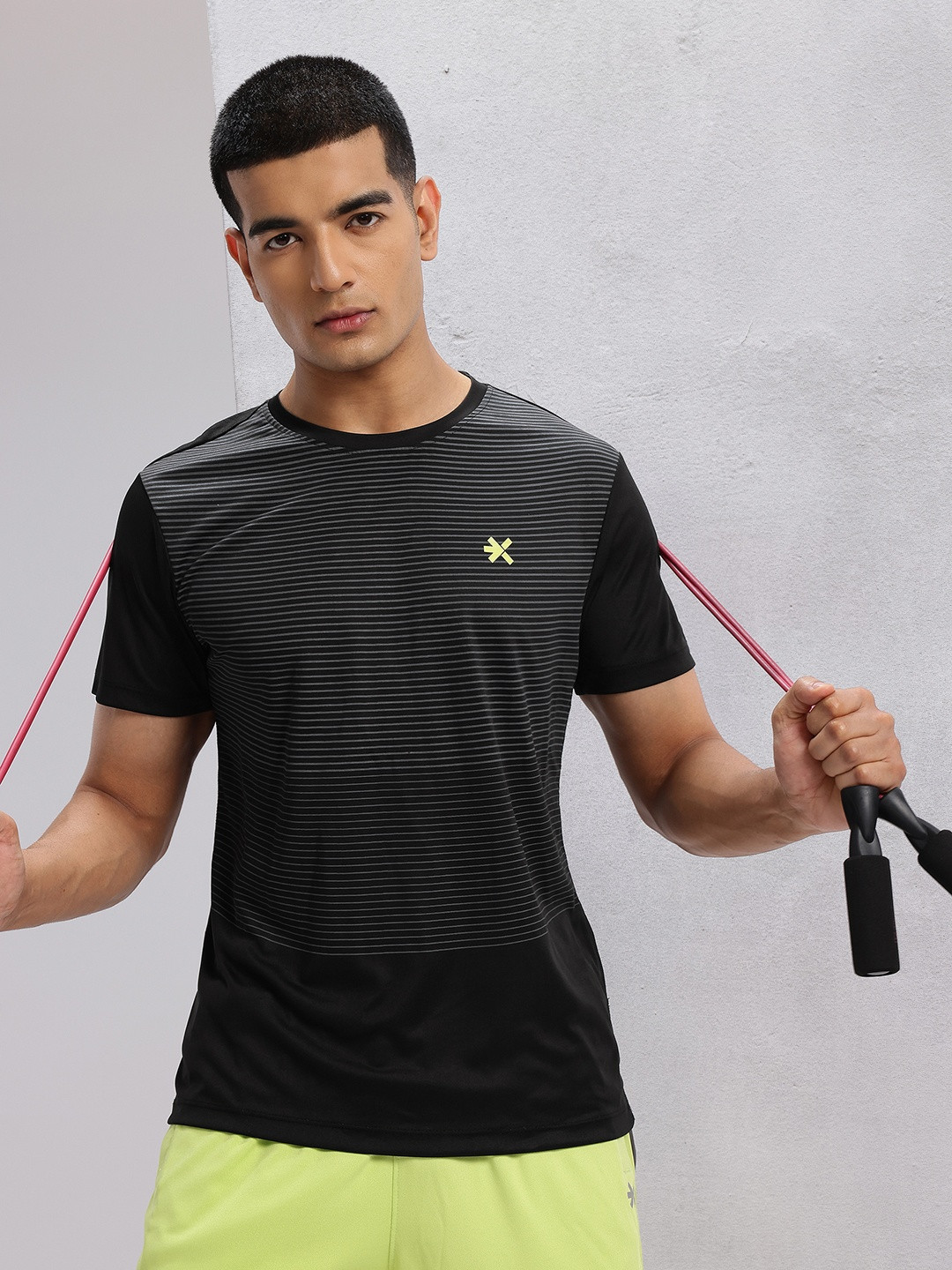 HRX by Hrithik Roshan Striped Rapid-Dry Training T-shirt