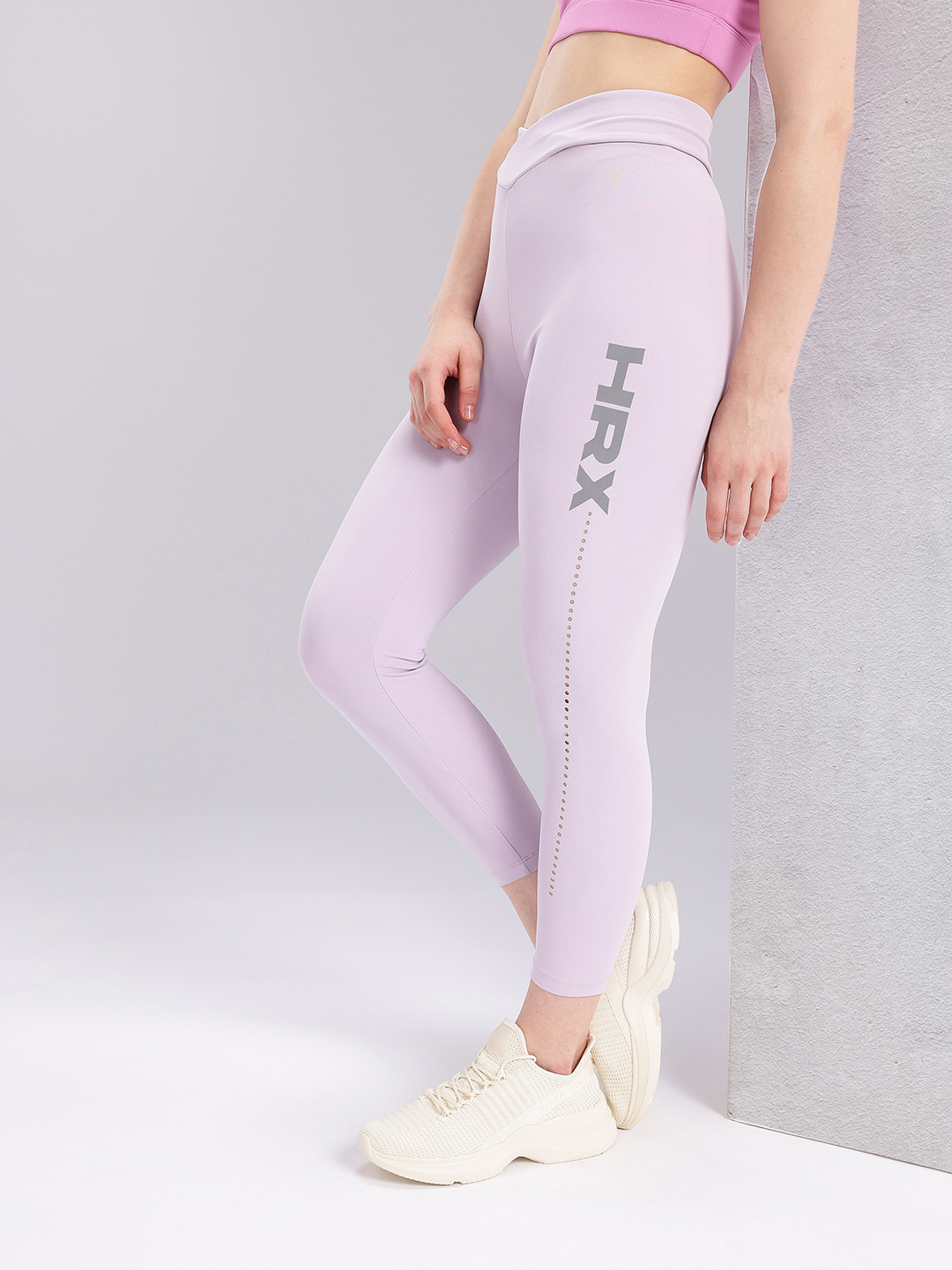 HRX by Hrithik Roshan Women Brand Logo Print Mid-Rise Cropped Running Tights