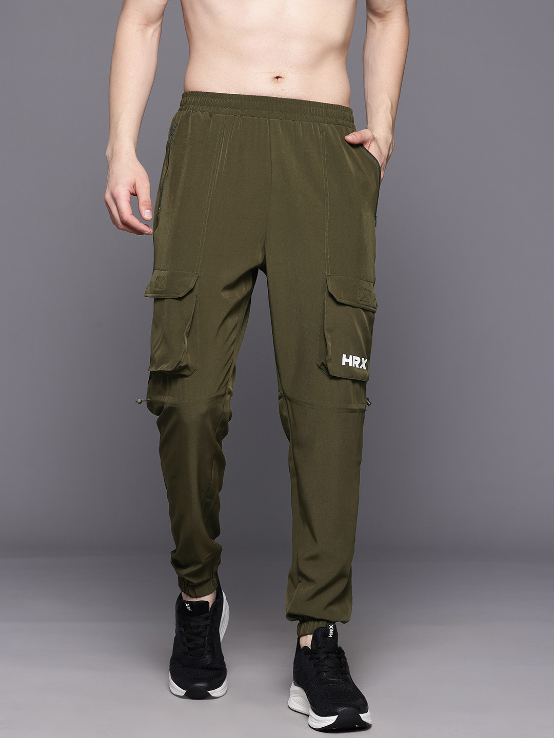 HRX by Hrithik Roshan Rapid-Dry Cargo Style Training Joggers