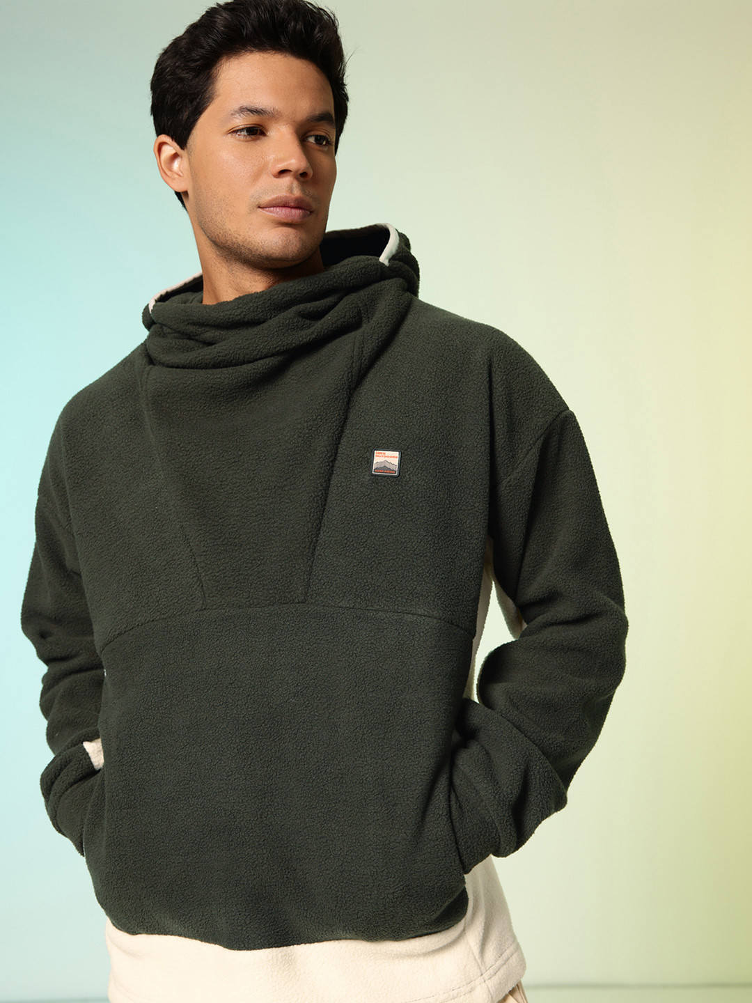 HRX by Hrithik Roshan Colourblocked Hooded Outdoor Sweatshirt