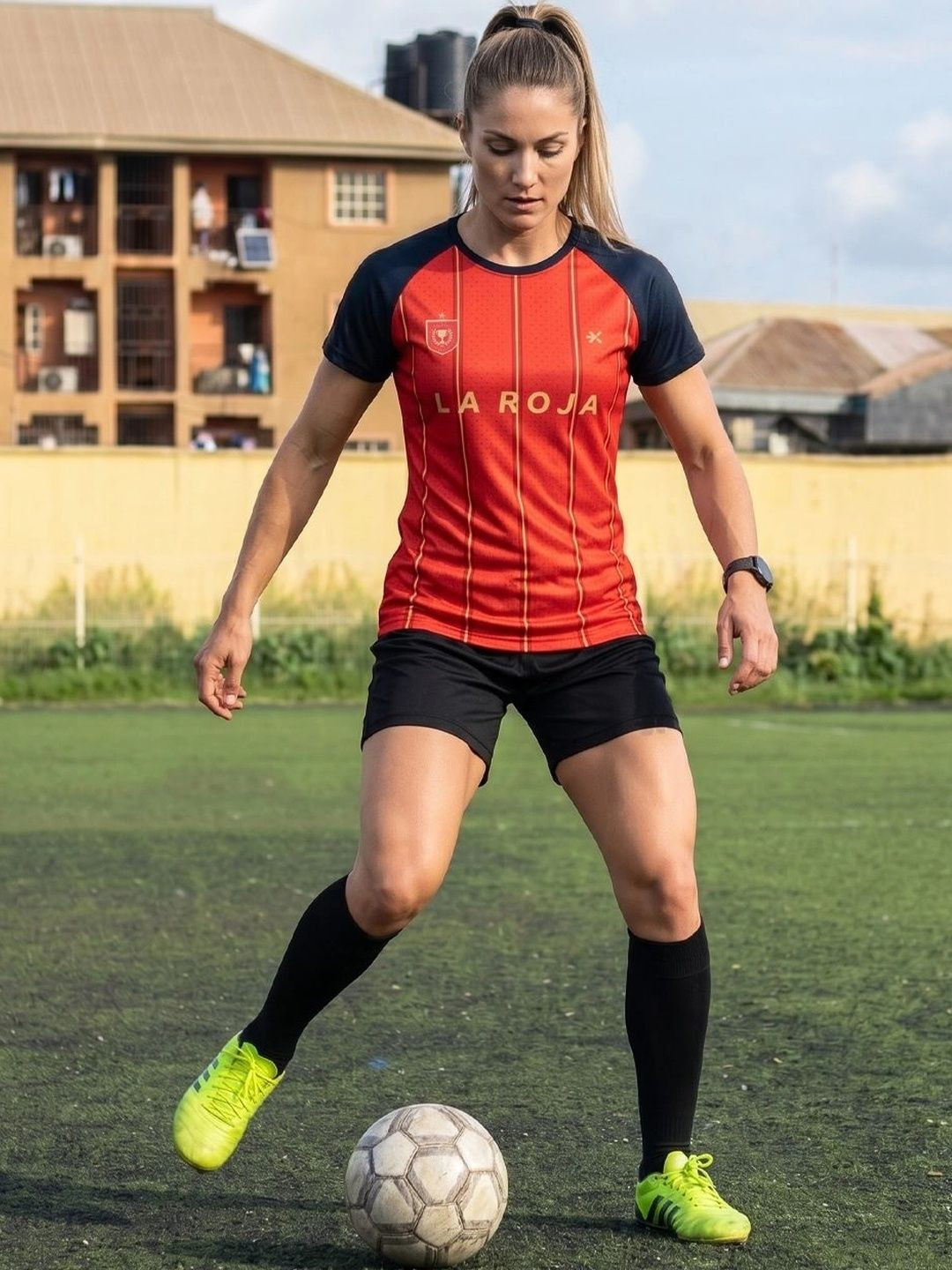HRX by Hrithik Roshan Women Striped Football T-shirt