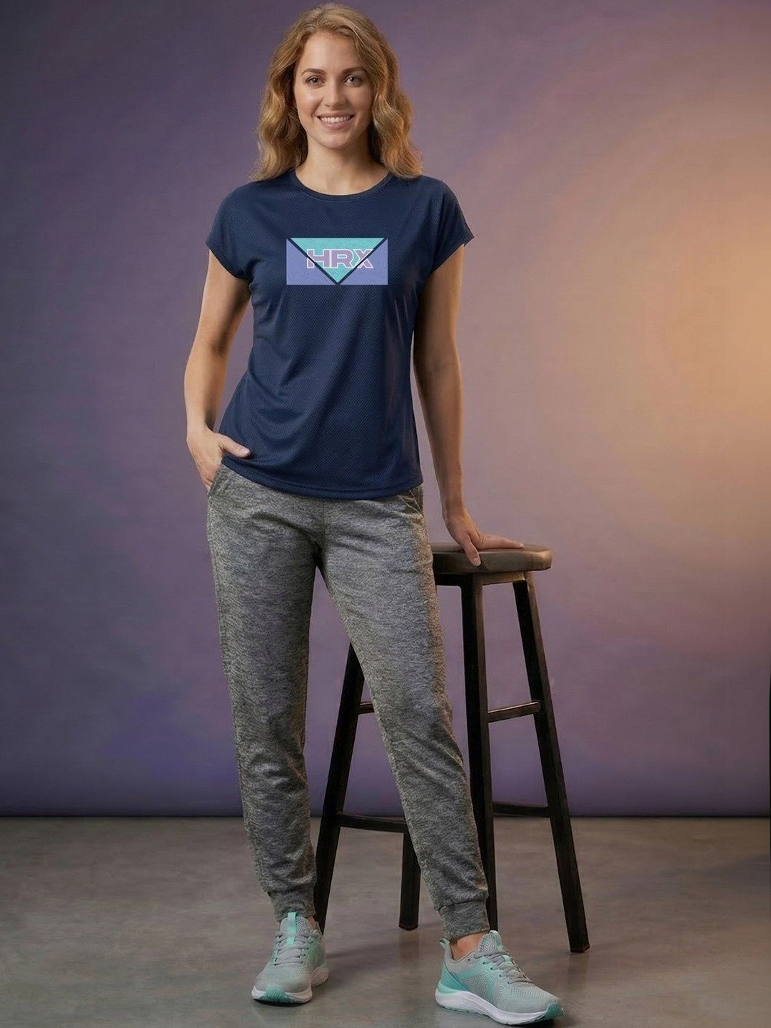 HRX by Hrithik Roshan Womens Brand Logo Printed Tops