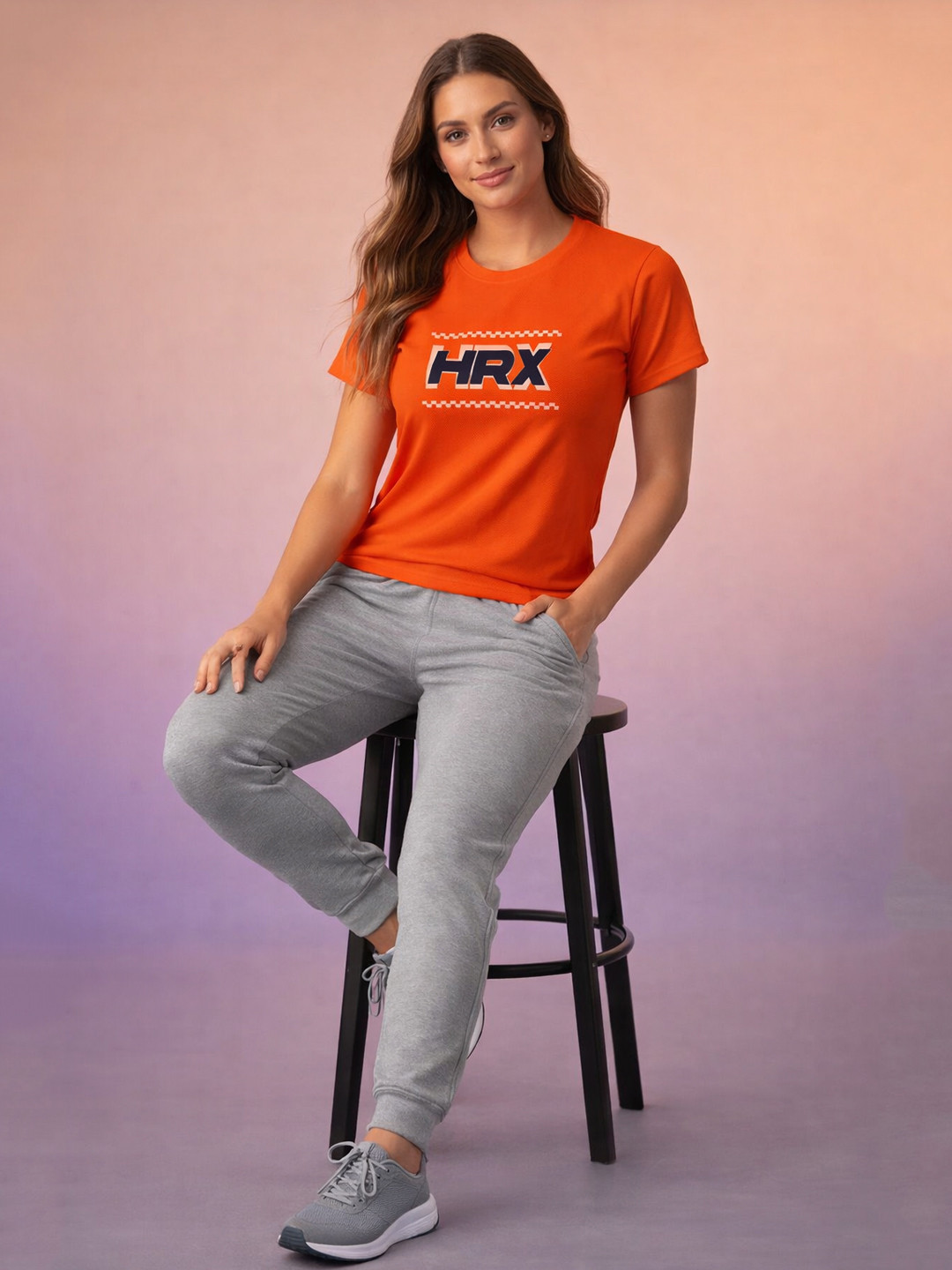 HRX by Hrithik Roshan Brand Logo Printed Round Neck Top