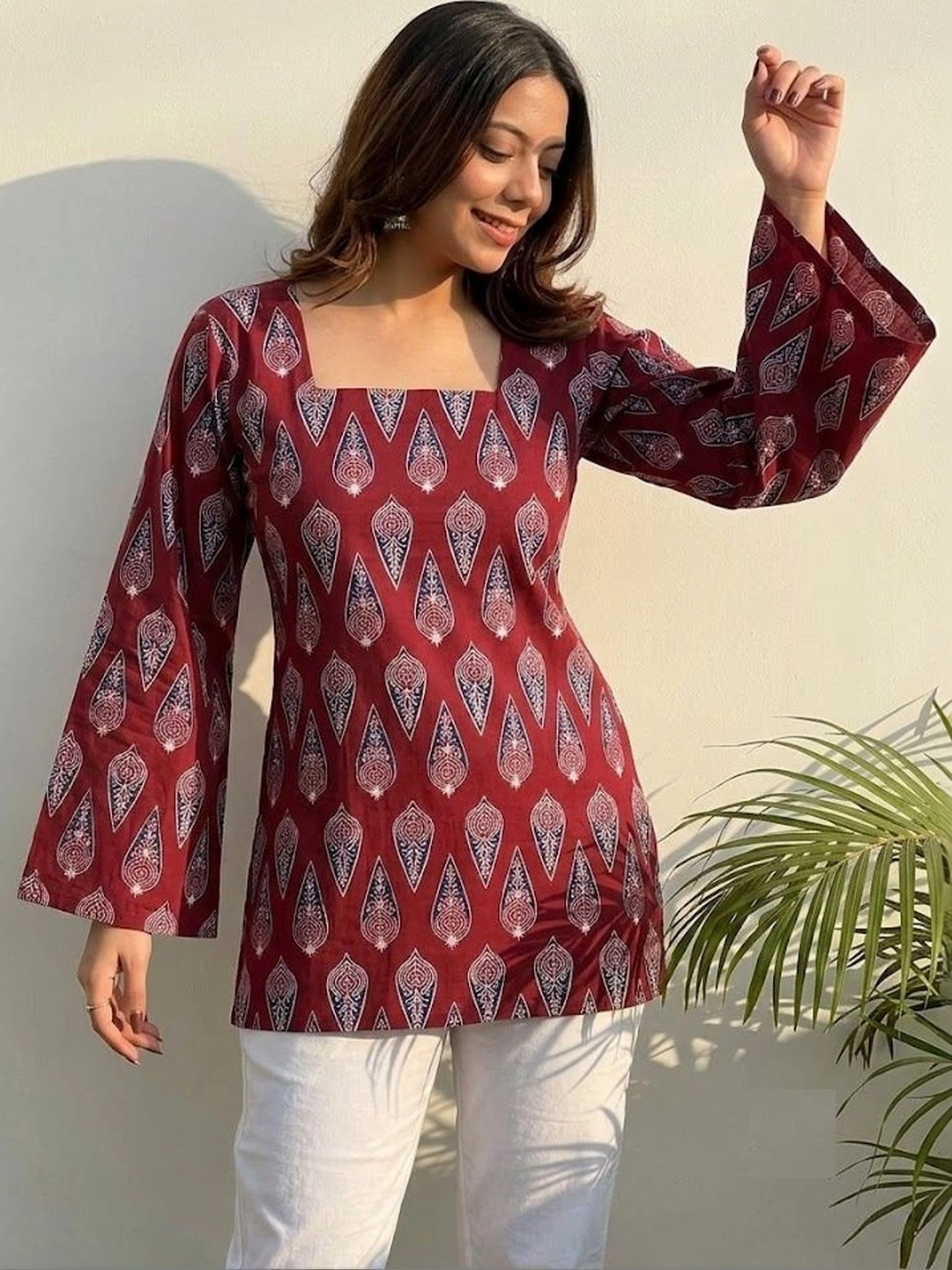 CHHETRAPAAL Ethnic Motifs Printed Square Neck Kurti