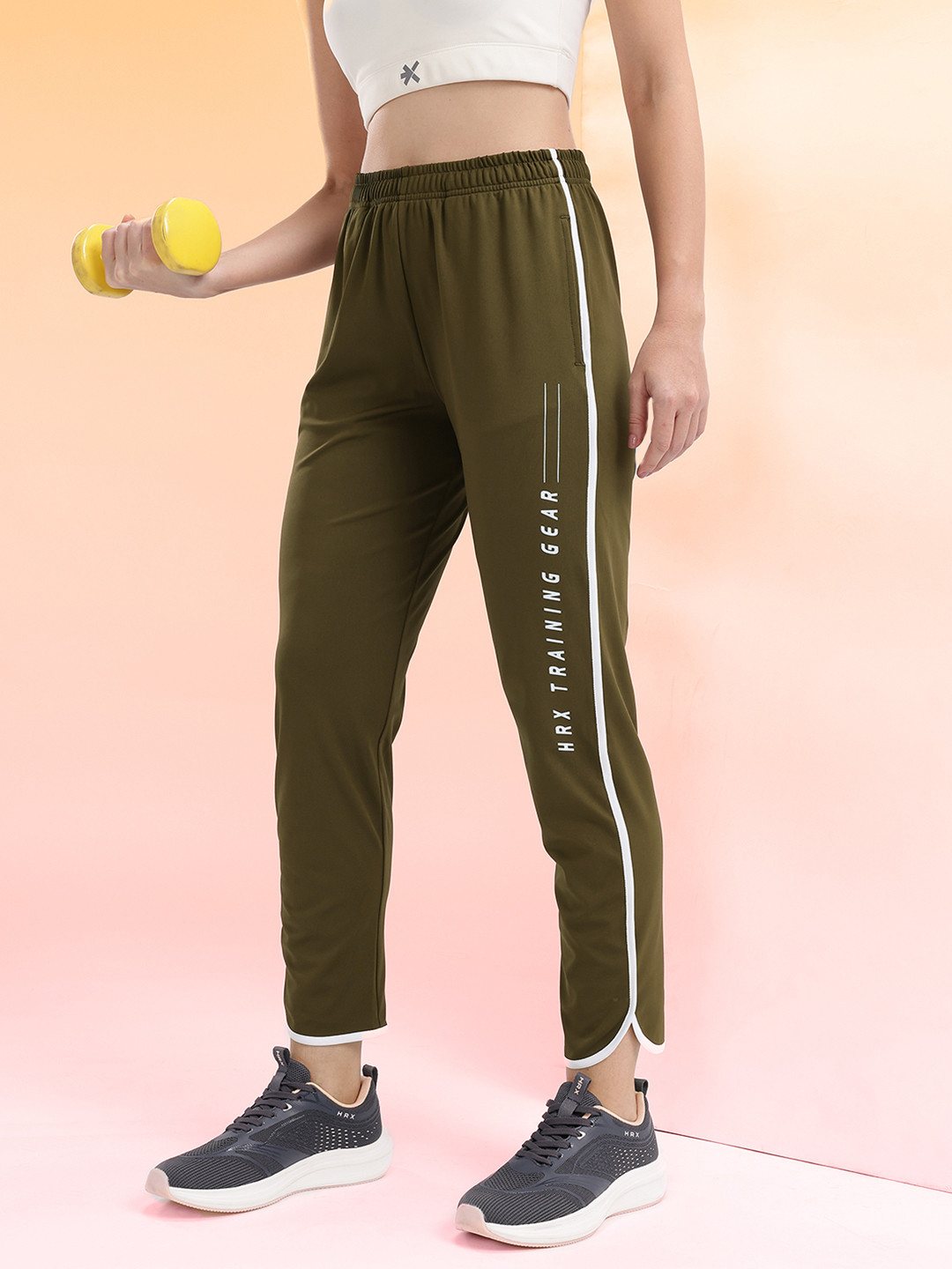HRX by Hrithik Roshan Women Printed Mid-Rise Rapid-Dry Cropped Training Track Pants