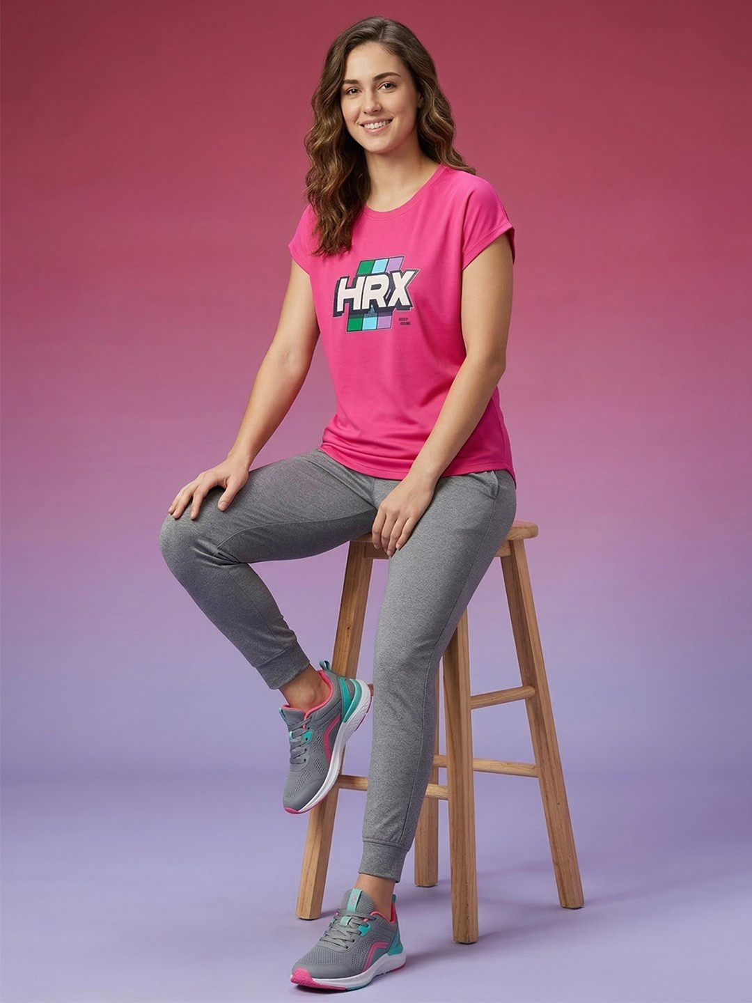 HRX by Hrithik Roshan Brand Logo Printed Round Neck Top