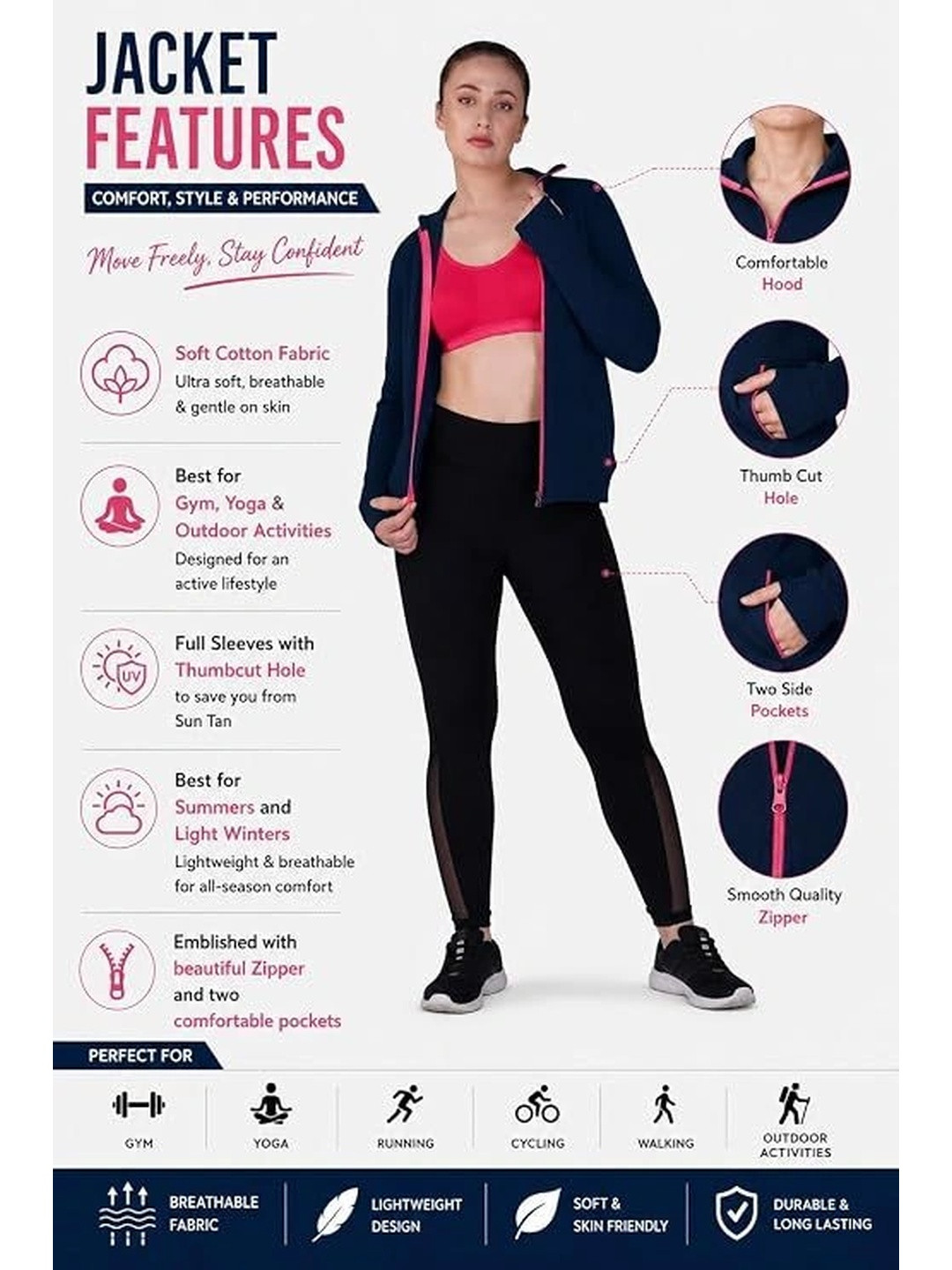 PALOMI Women Lightweight Training or Gym Sporty Jacket