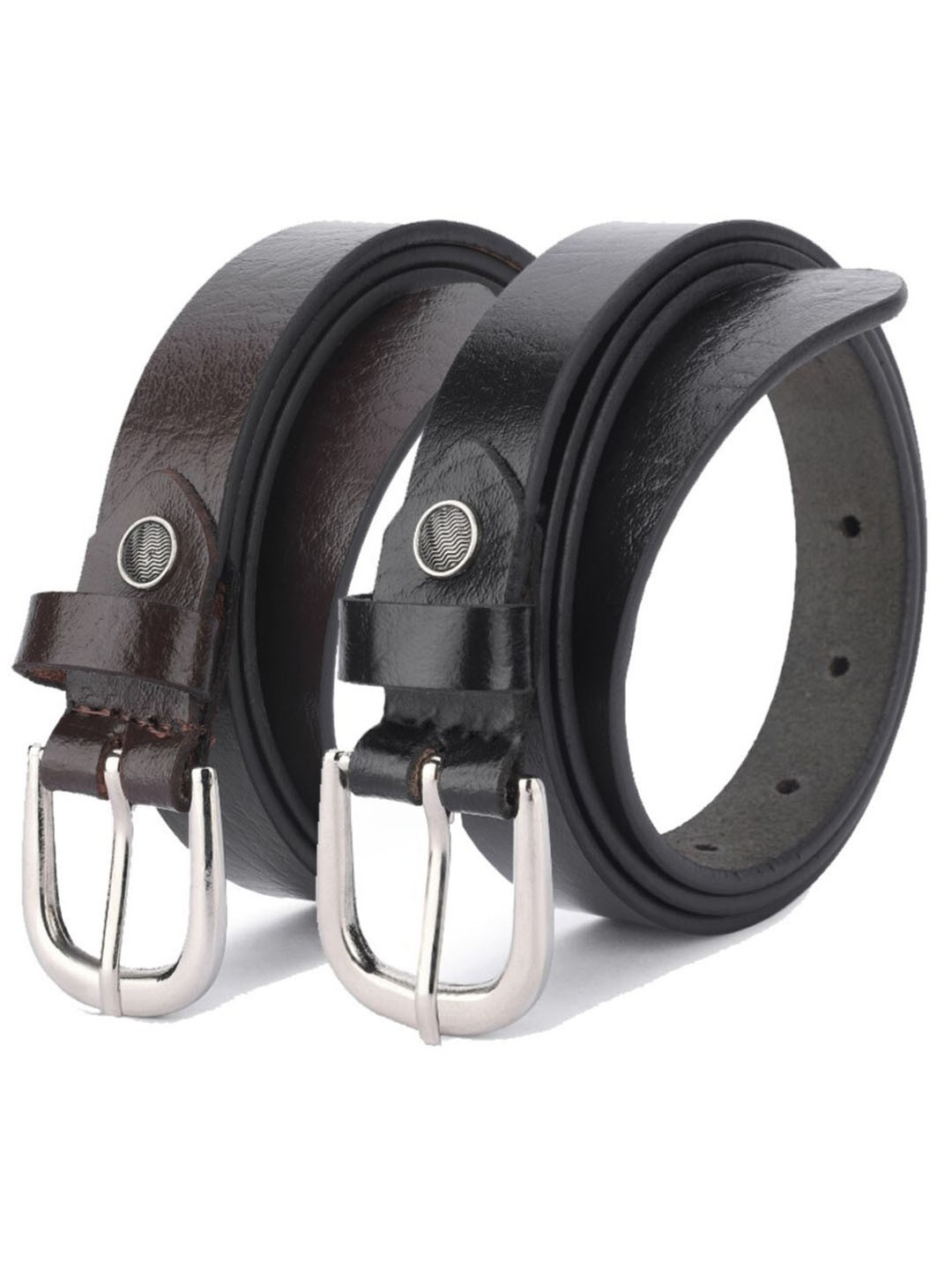 DressBerry Black Women Set Of 2 Leather Formal Belts
