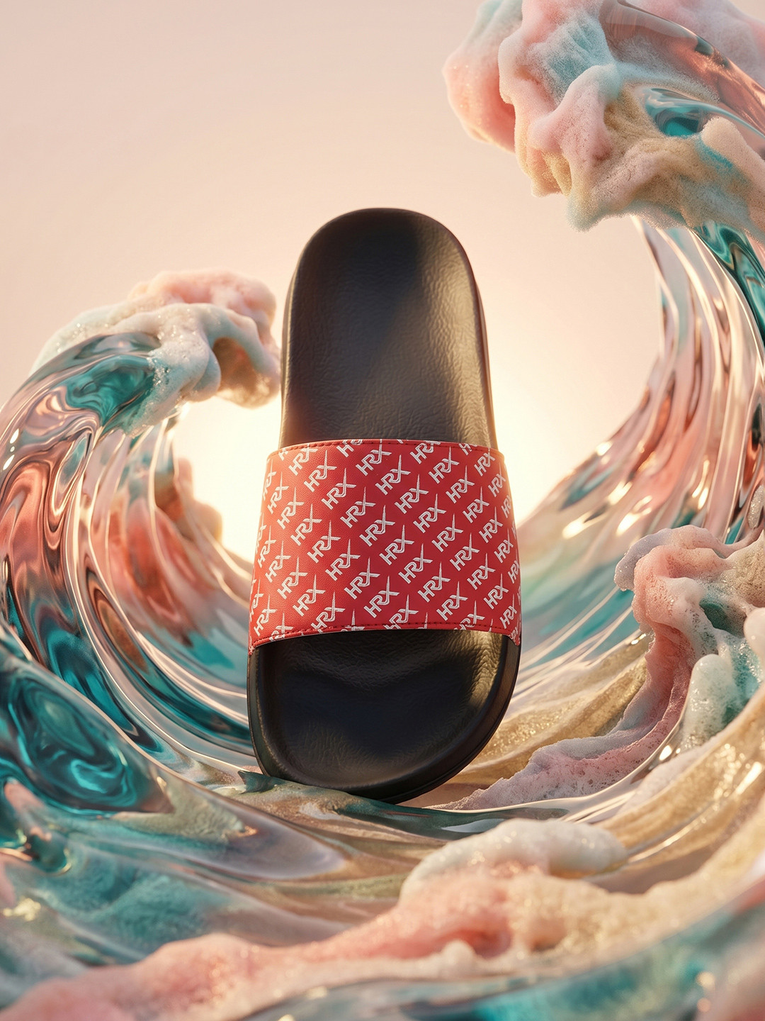 HRX by Hrithik Roshan Men Red And White Printed Sliders