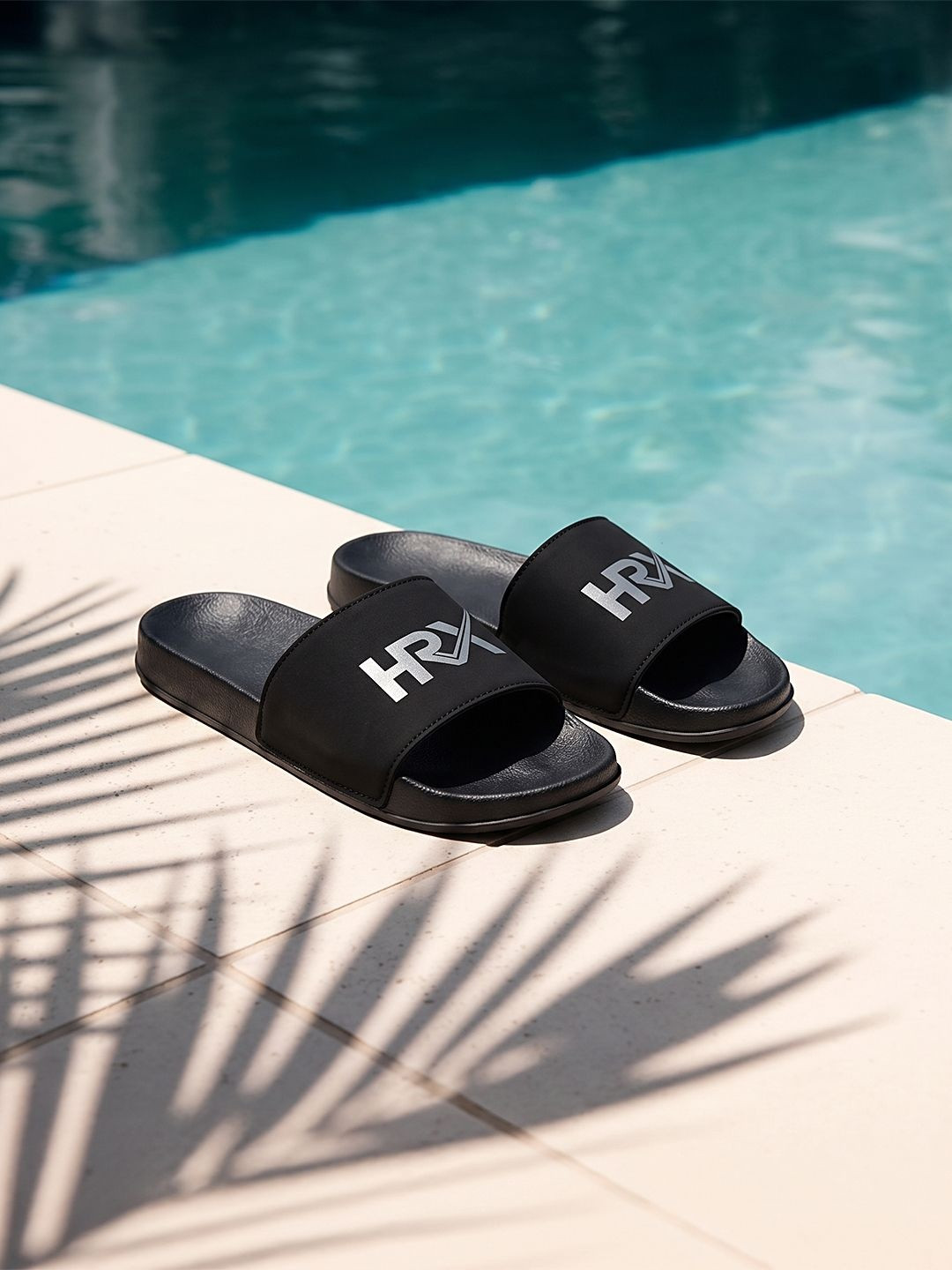 HRX by Hrithik Roshan Women Black Printed Sliders