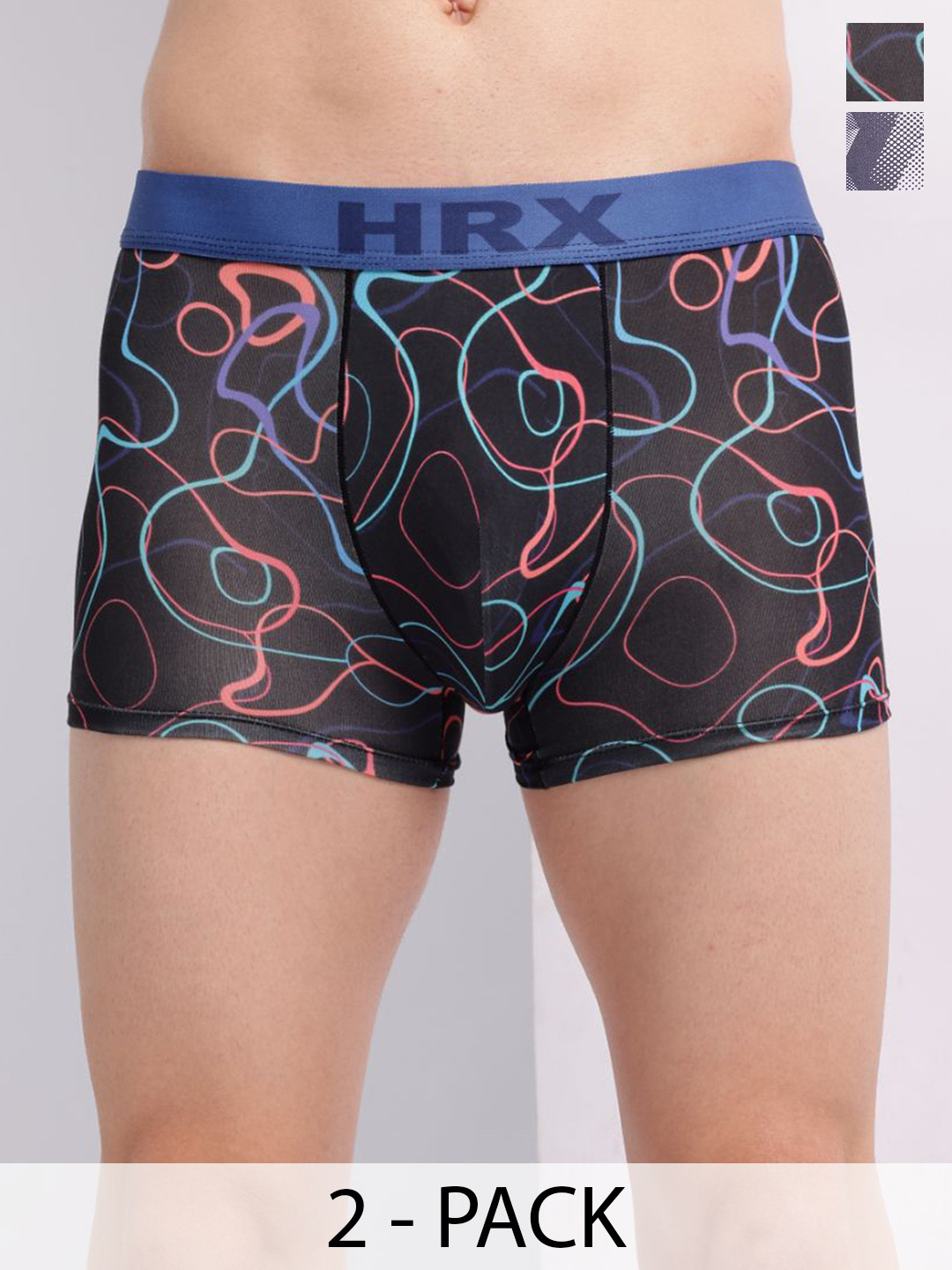 HRX by Hrithik Roshan Pack Of 2 Printed Stretchable Trunks - HTO-PV-Print-103-112-S