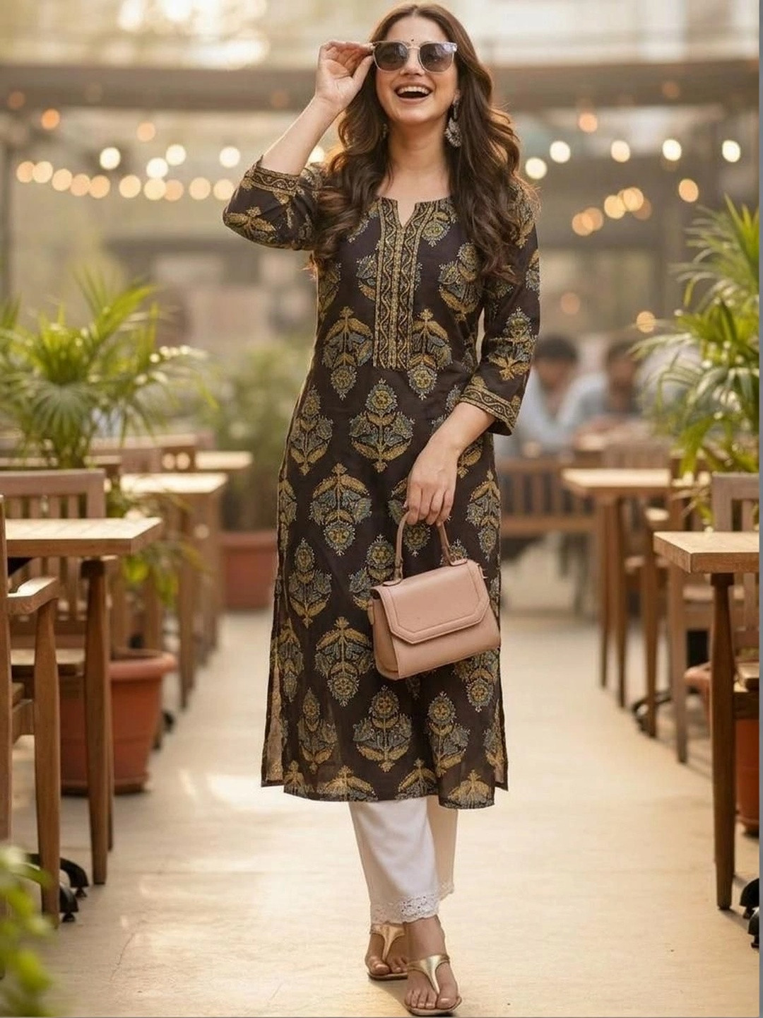 Pjyot by surhi Women Ethnic Motifs Printed Thread Work Kurta