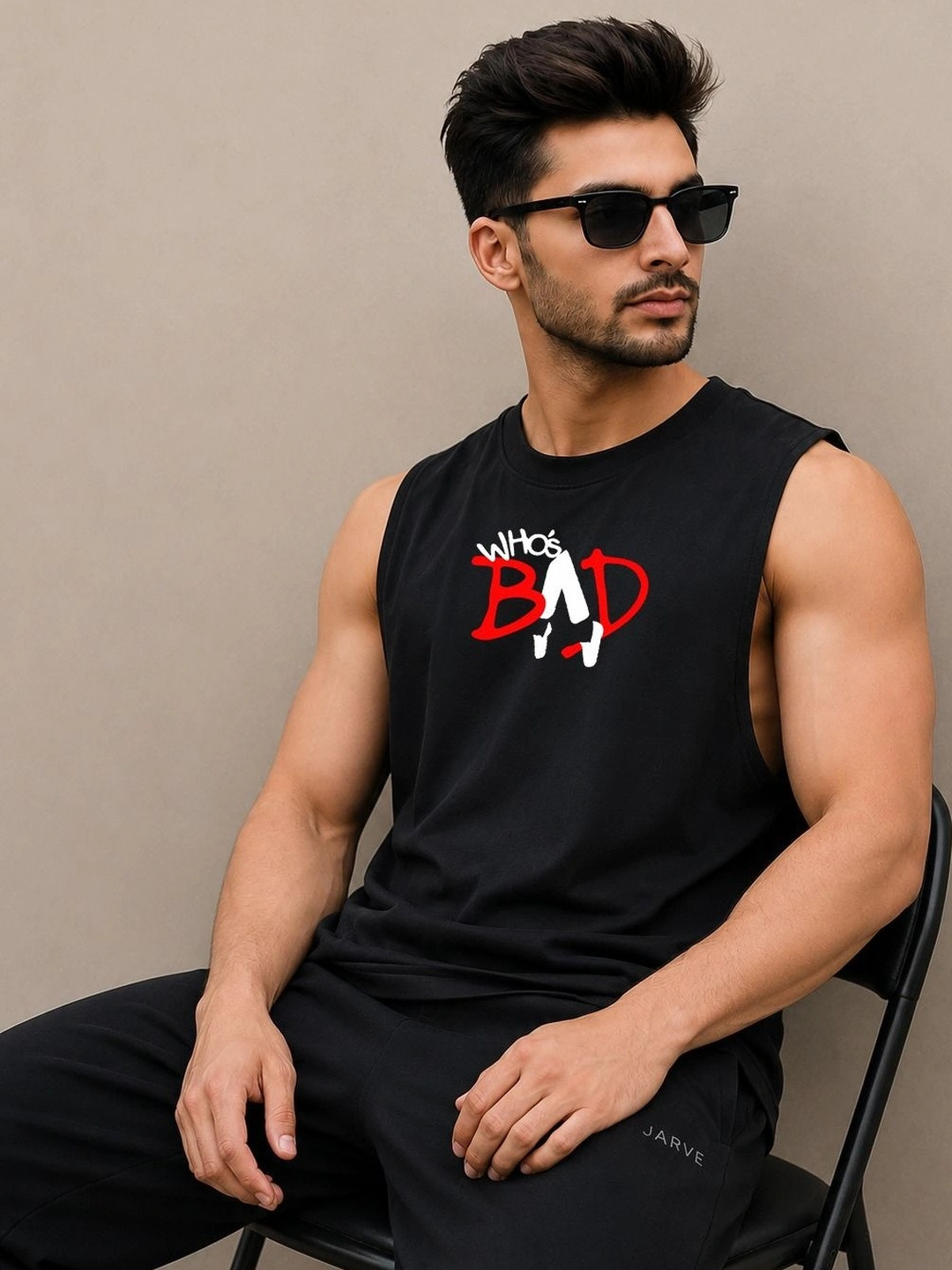 Moda Rapido Printed Cotton Blend Gym Vest