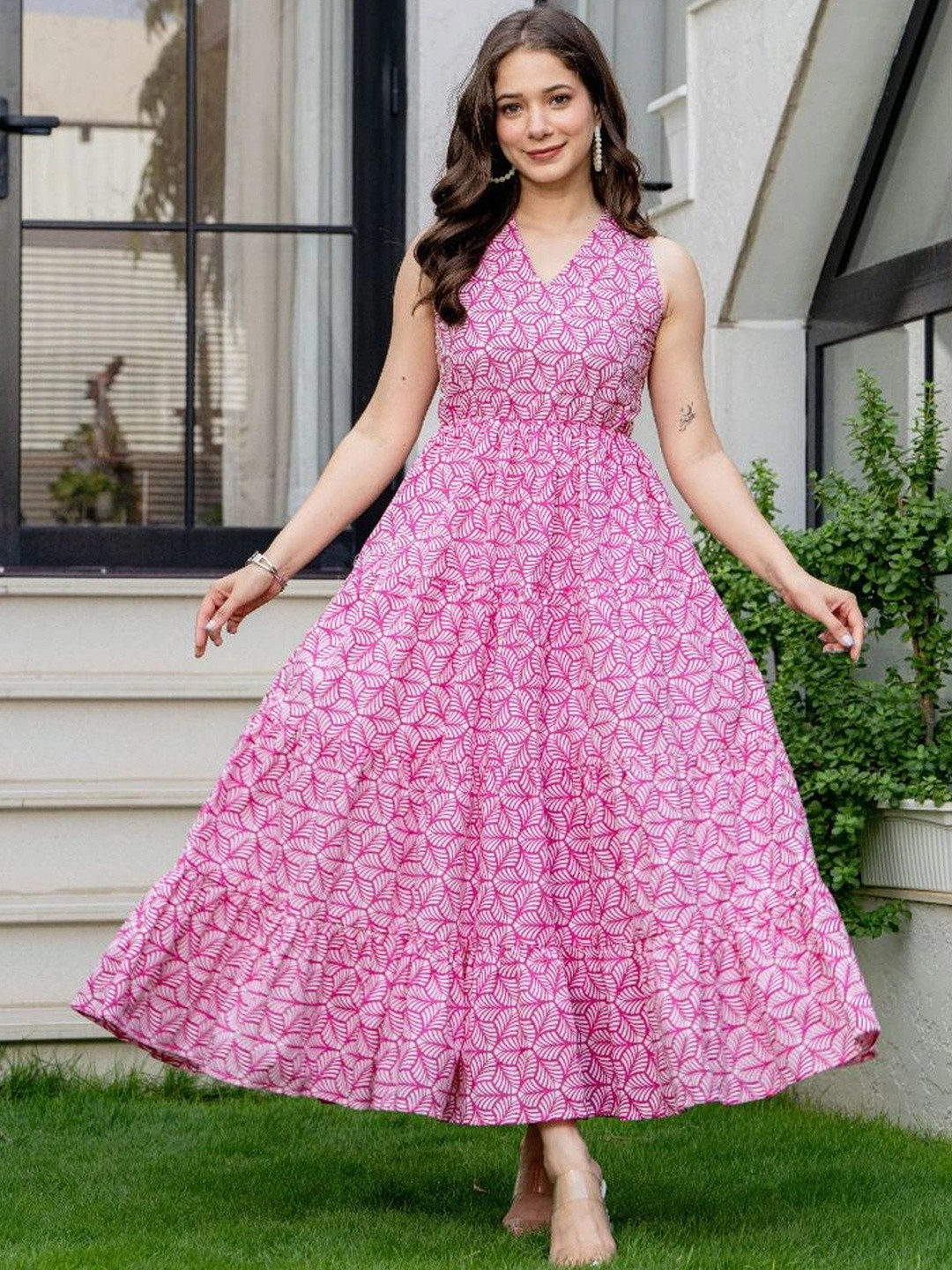 DAEVISH Print A-Line Maxi Dress