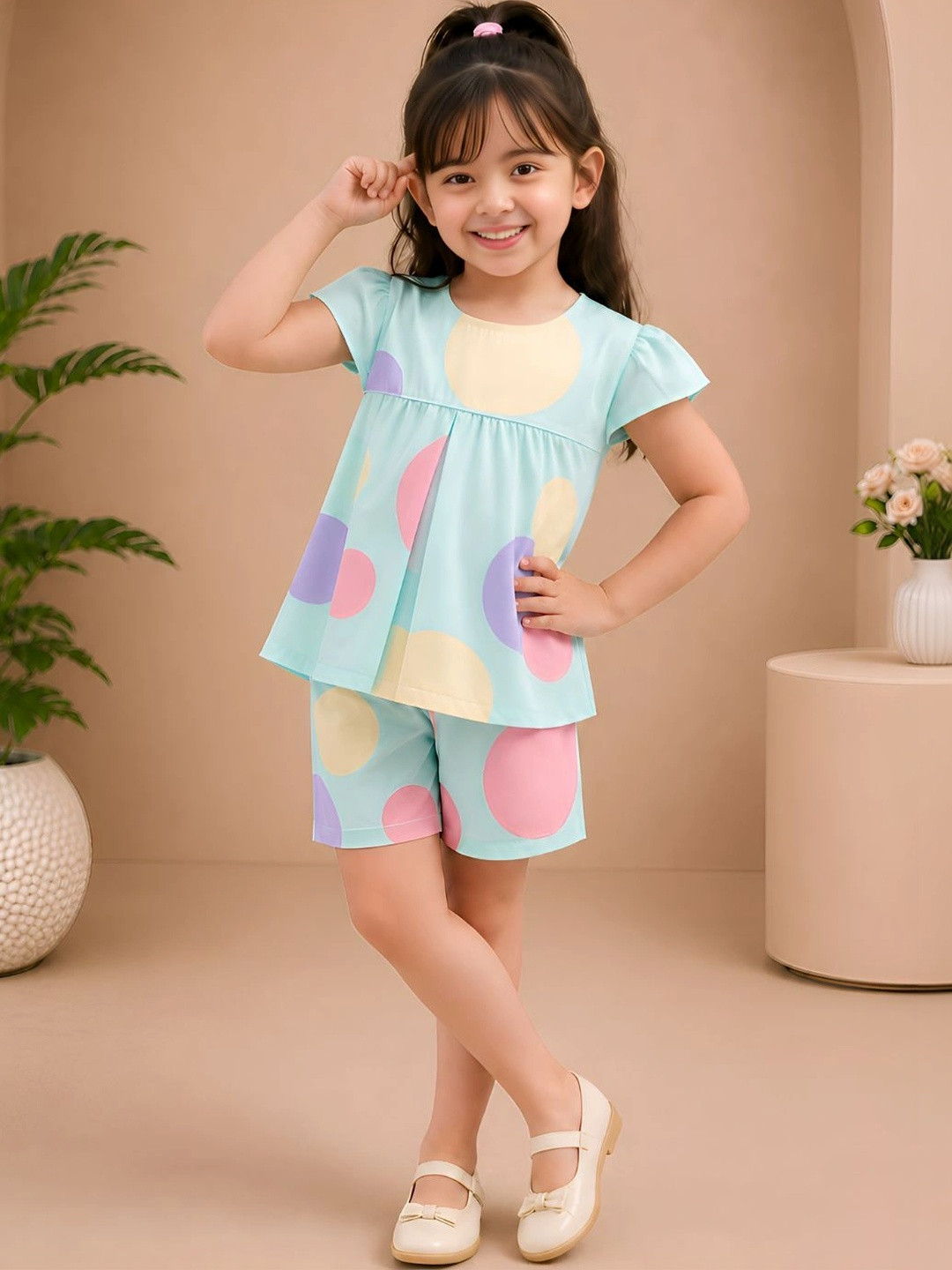 VP TEXX Girls Printed Top with Shorts