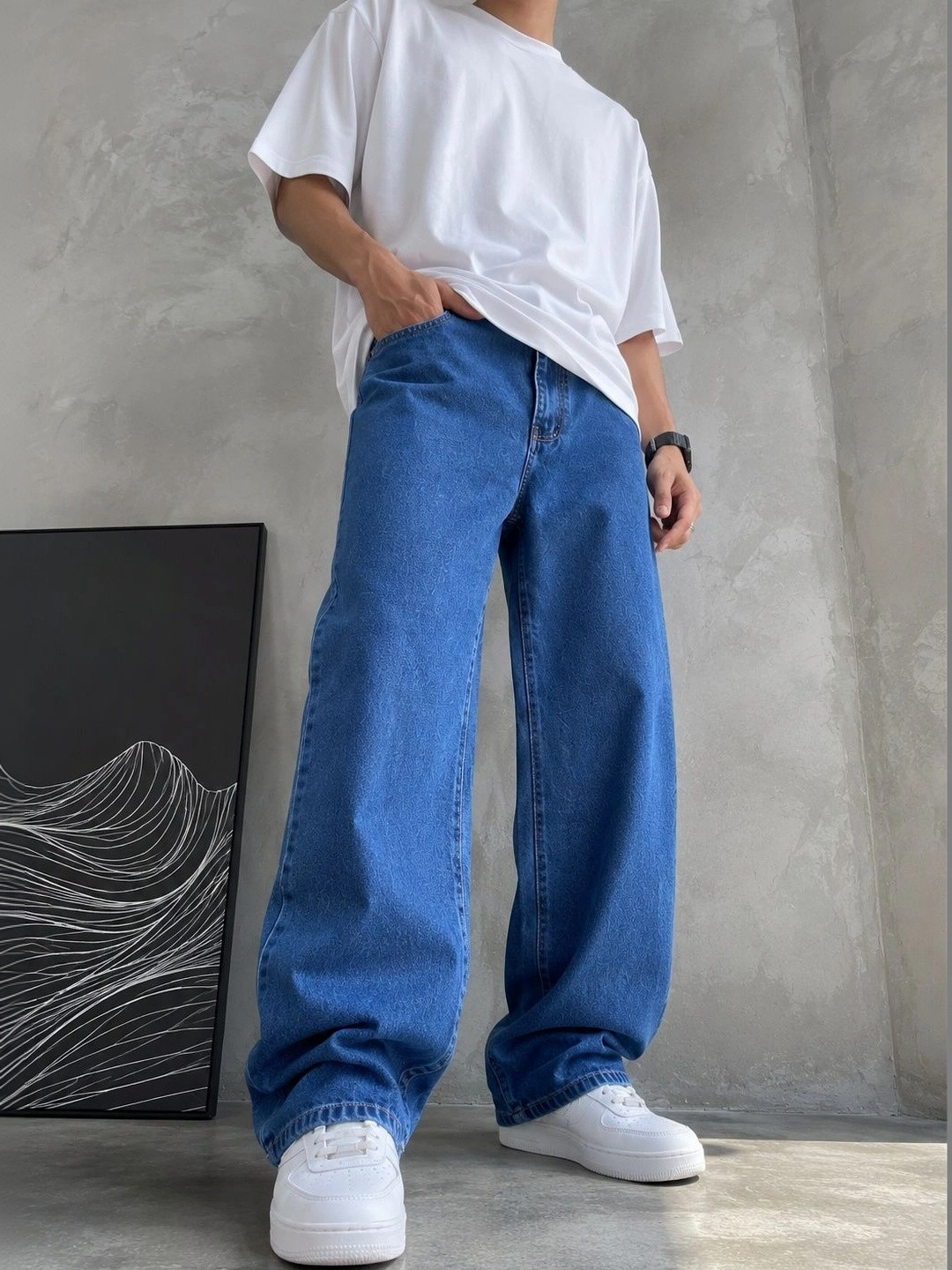 CINOCCI Men Baggy fit Mid-Rise Jeans