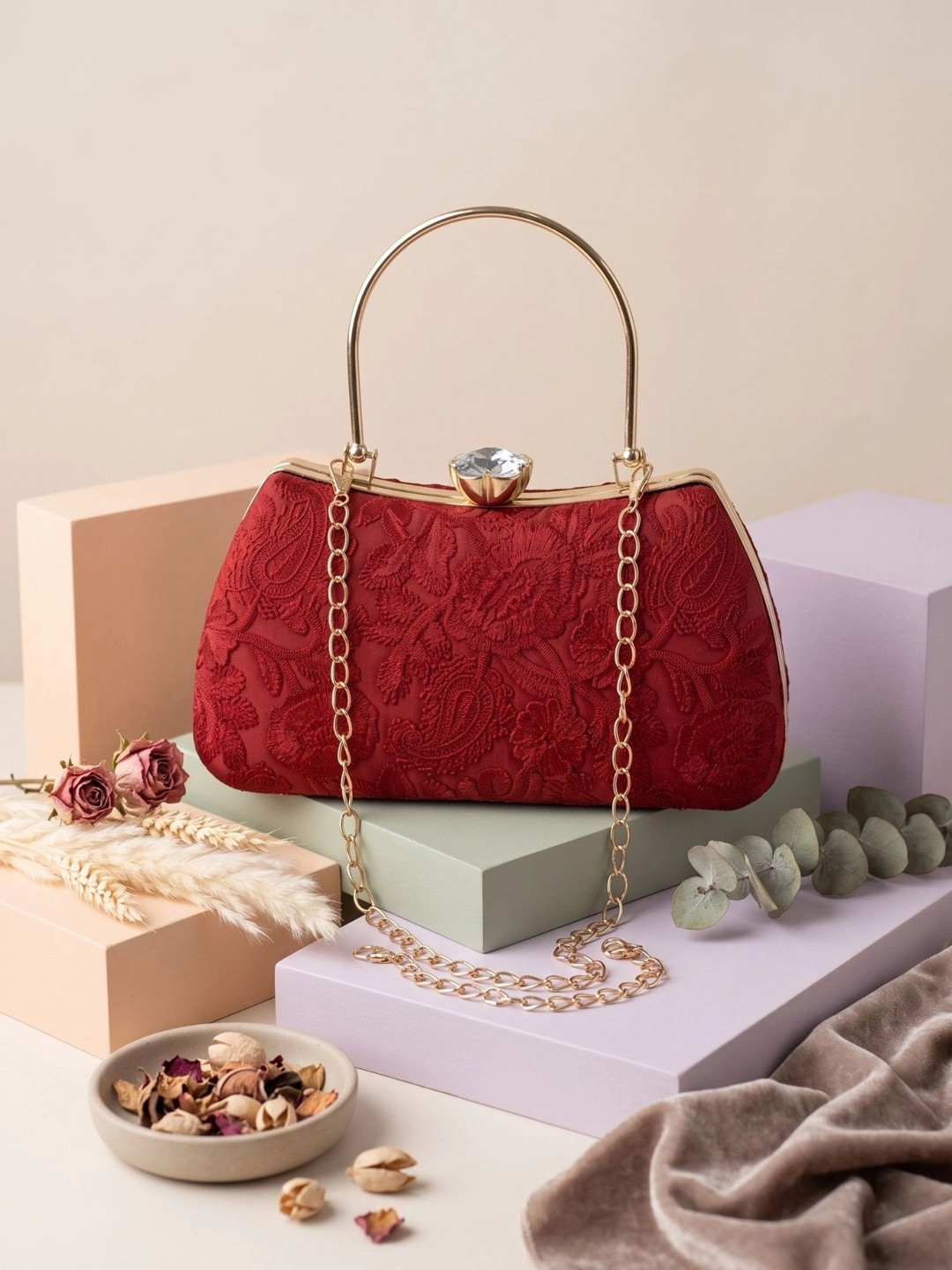 MISHA Embroidered Box Clutch