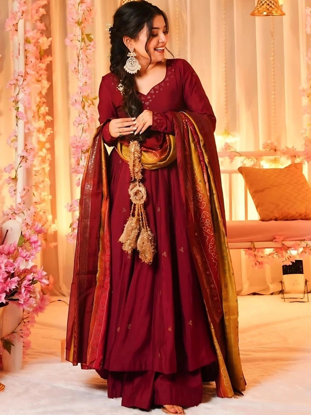 SHIVHET FAB Women Ethnic Motifs Empire Kurta with Palazzos & With Dupatta