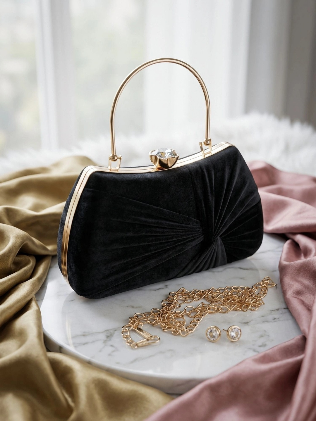 MISHA Textured Embellished Box Clutch