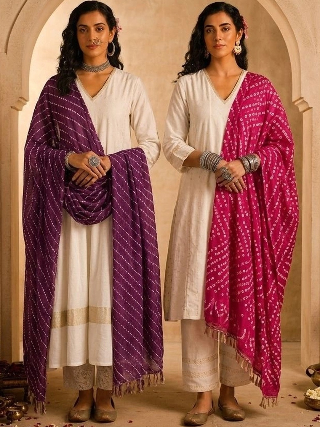 Azira Pack of 2 Printed Bandhani Dupatta